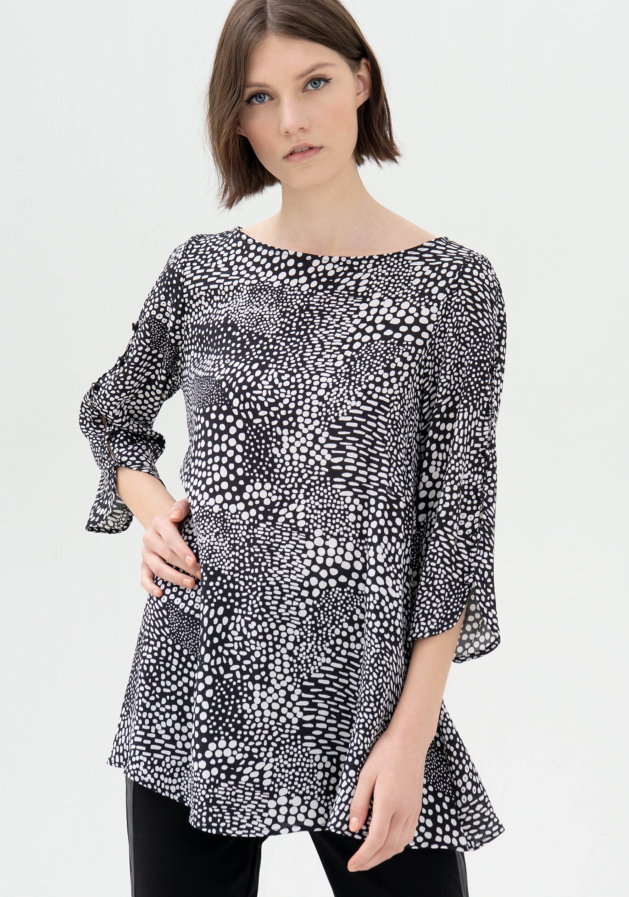 Blouse wide fit with double color animalier pattern Fracomina FR21WT1030W422N4-054_01