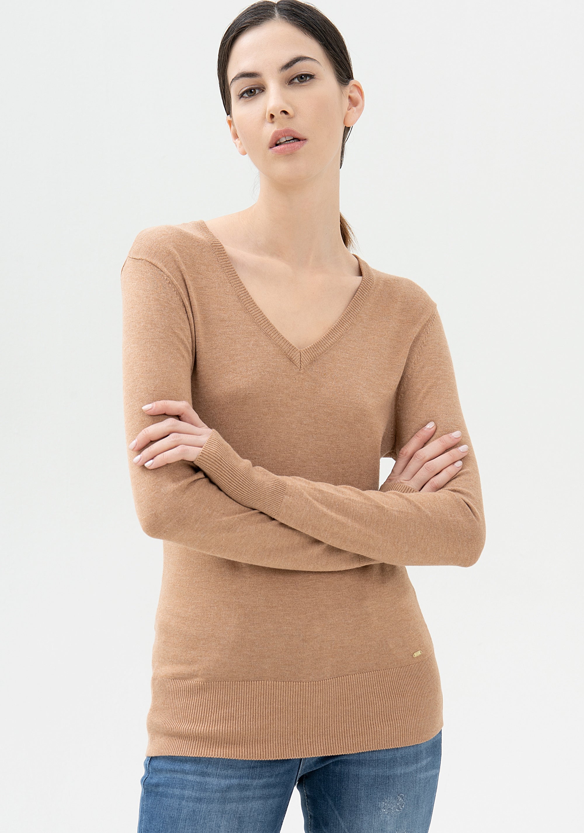 Knitwear tight fit with V-neck drop Fracomina FR21WT7002K42101-E44_01