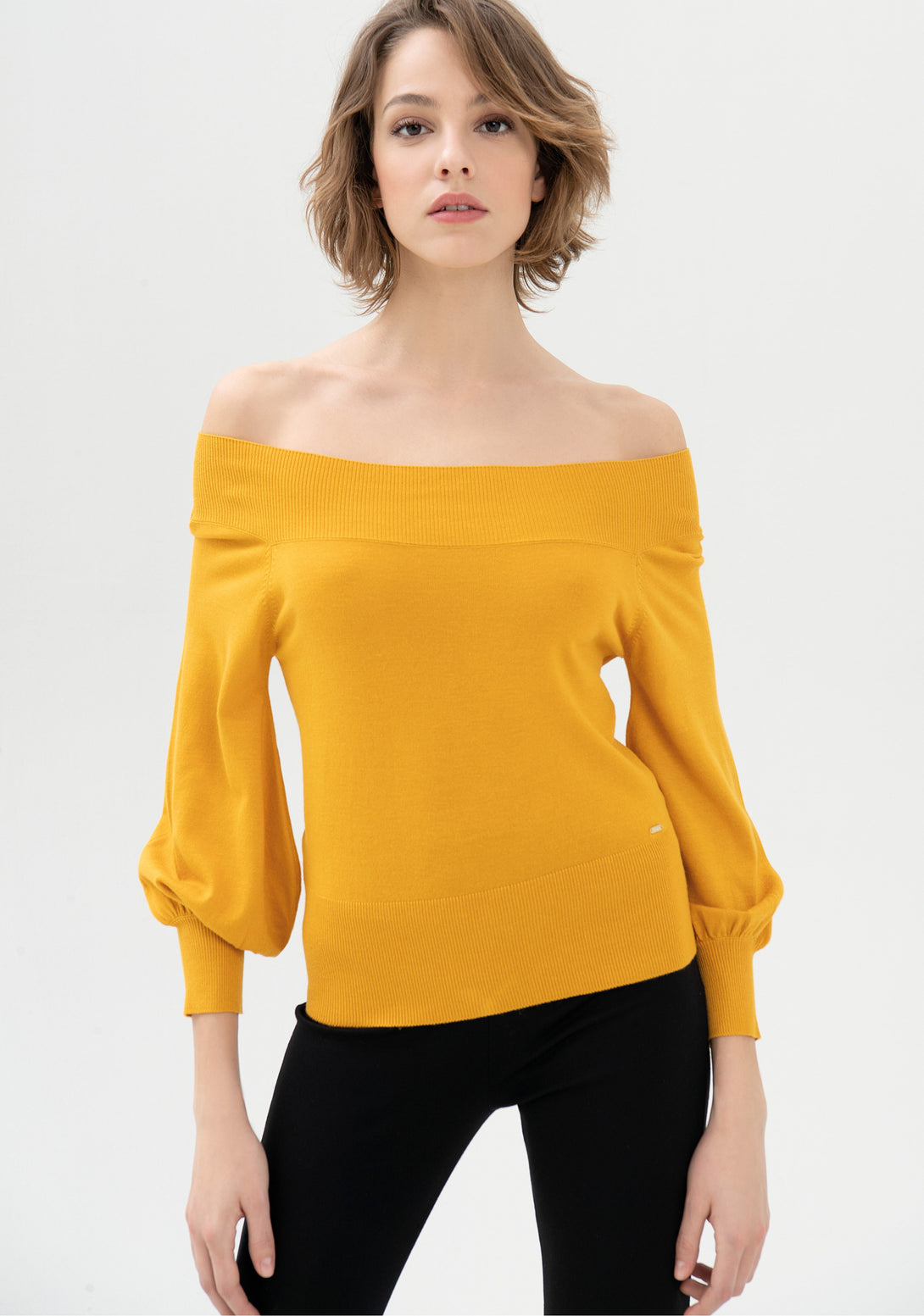 Knitwear tight fit with Bardot style neck