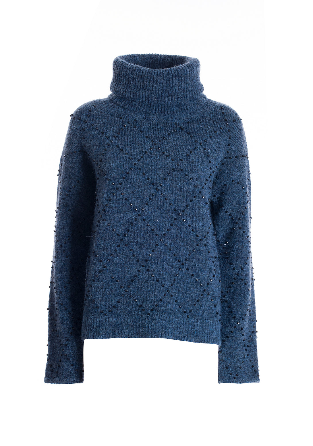 Knitwear wide fit with diamond shaped pattern made with shiny strasses