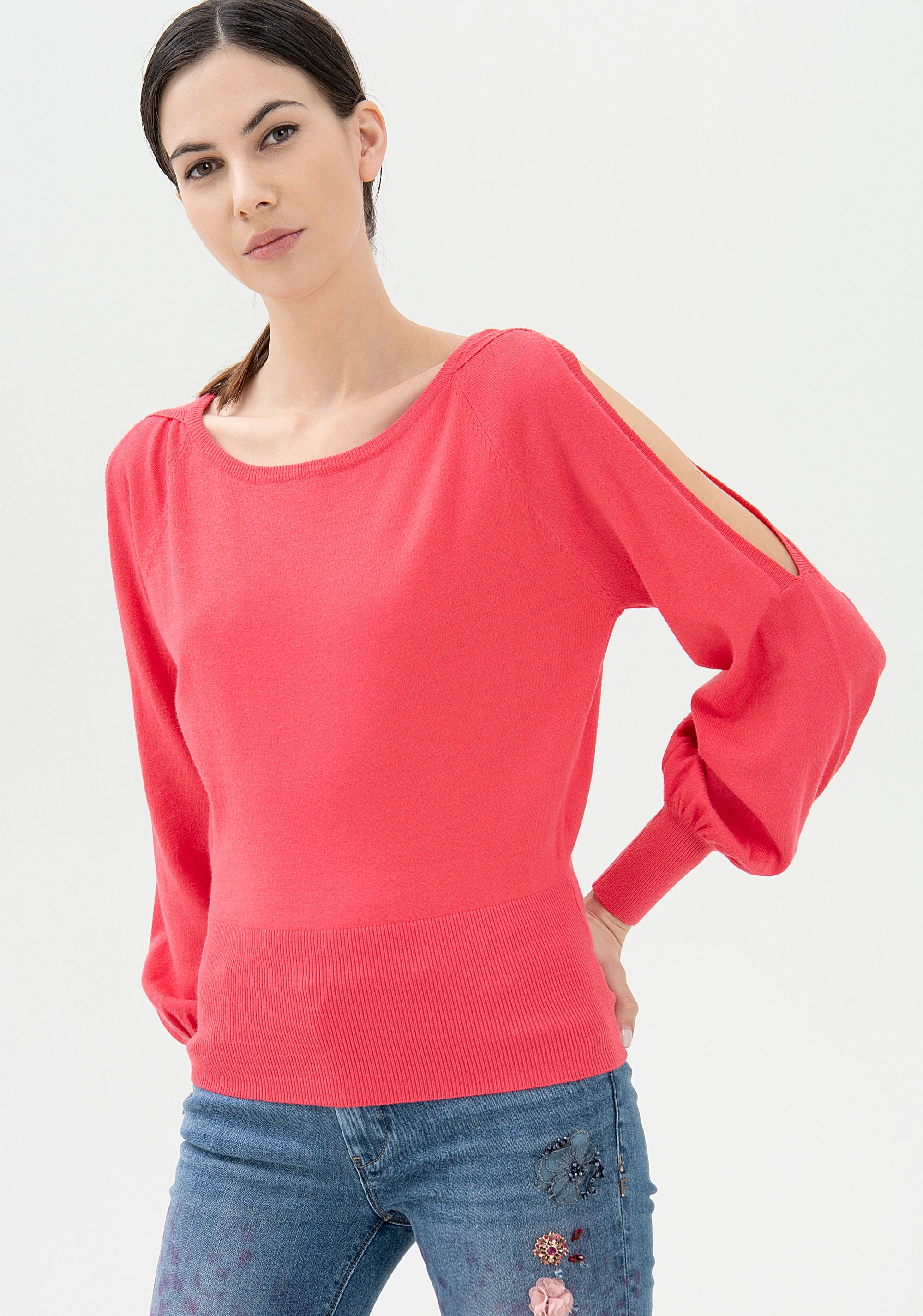 Knitwear regular fit with opening at the shoulders Fracomina FR21WT7029K46201-107_01