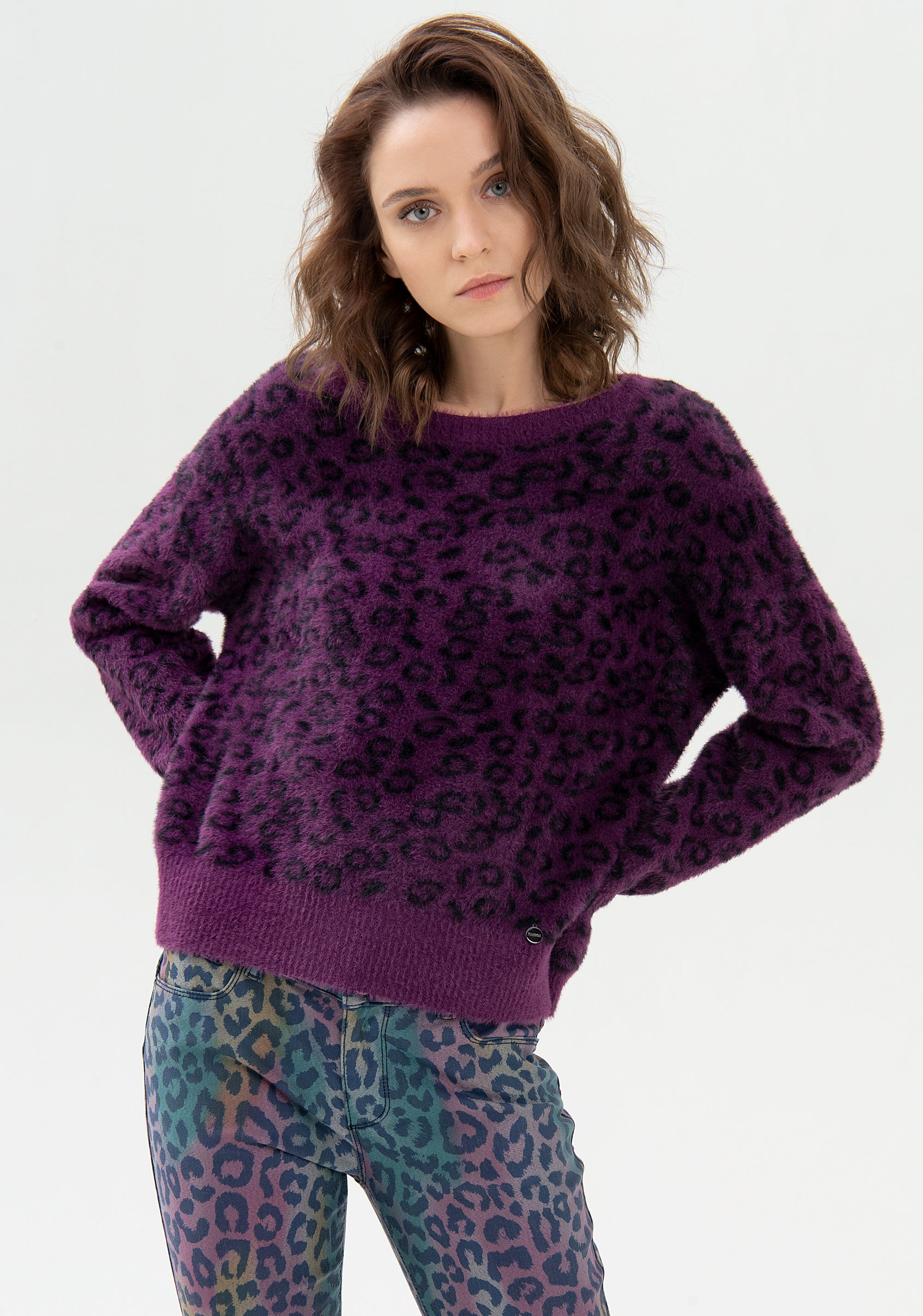 Knitwear over fit with animalier pattern Fracomina FR21WT7044K464F8-B42_02