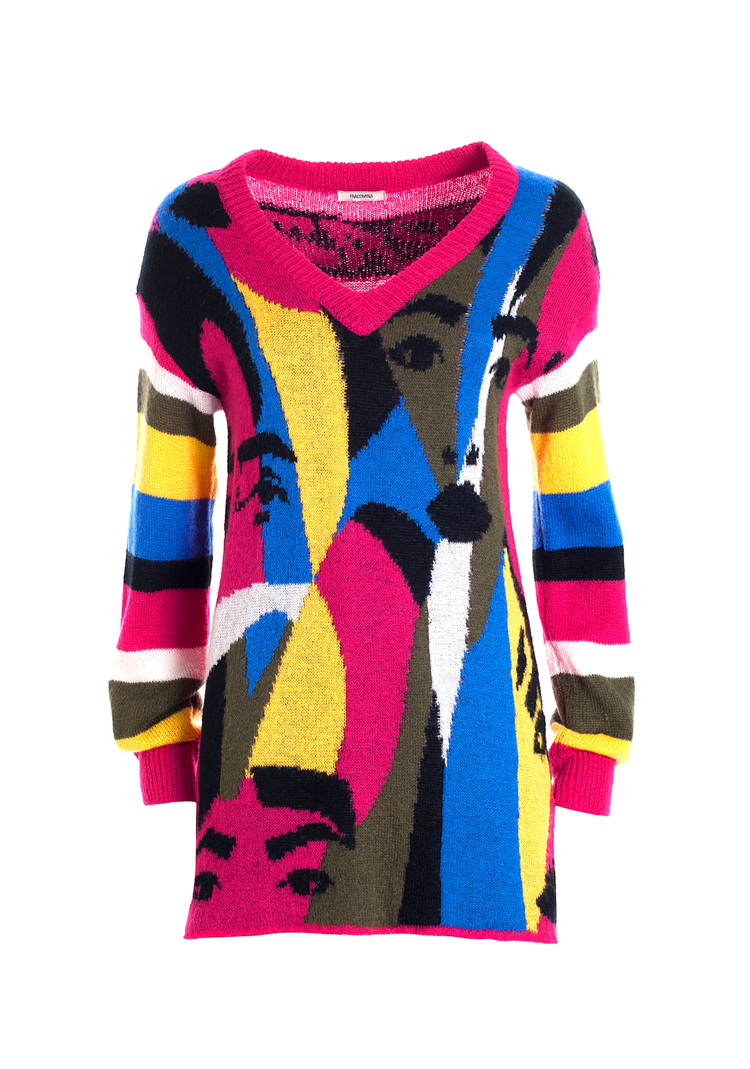 Knitwear over fit, long, with multicolor jacquard effect
