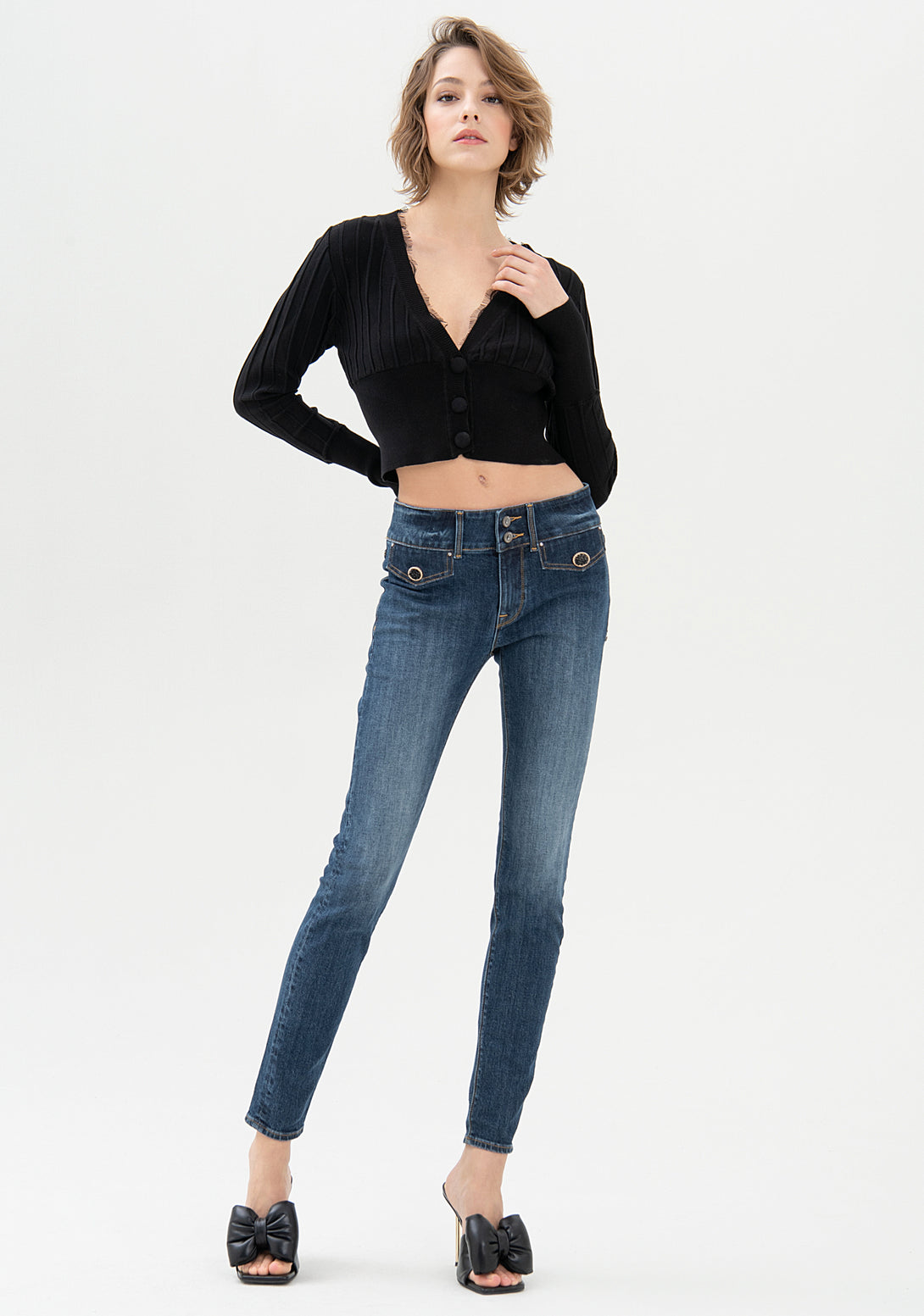 Cardigan cropped with lace details at the neck drop Fracomina FR21WT8013K421F9-053