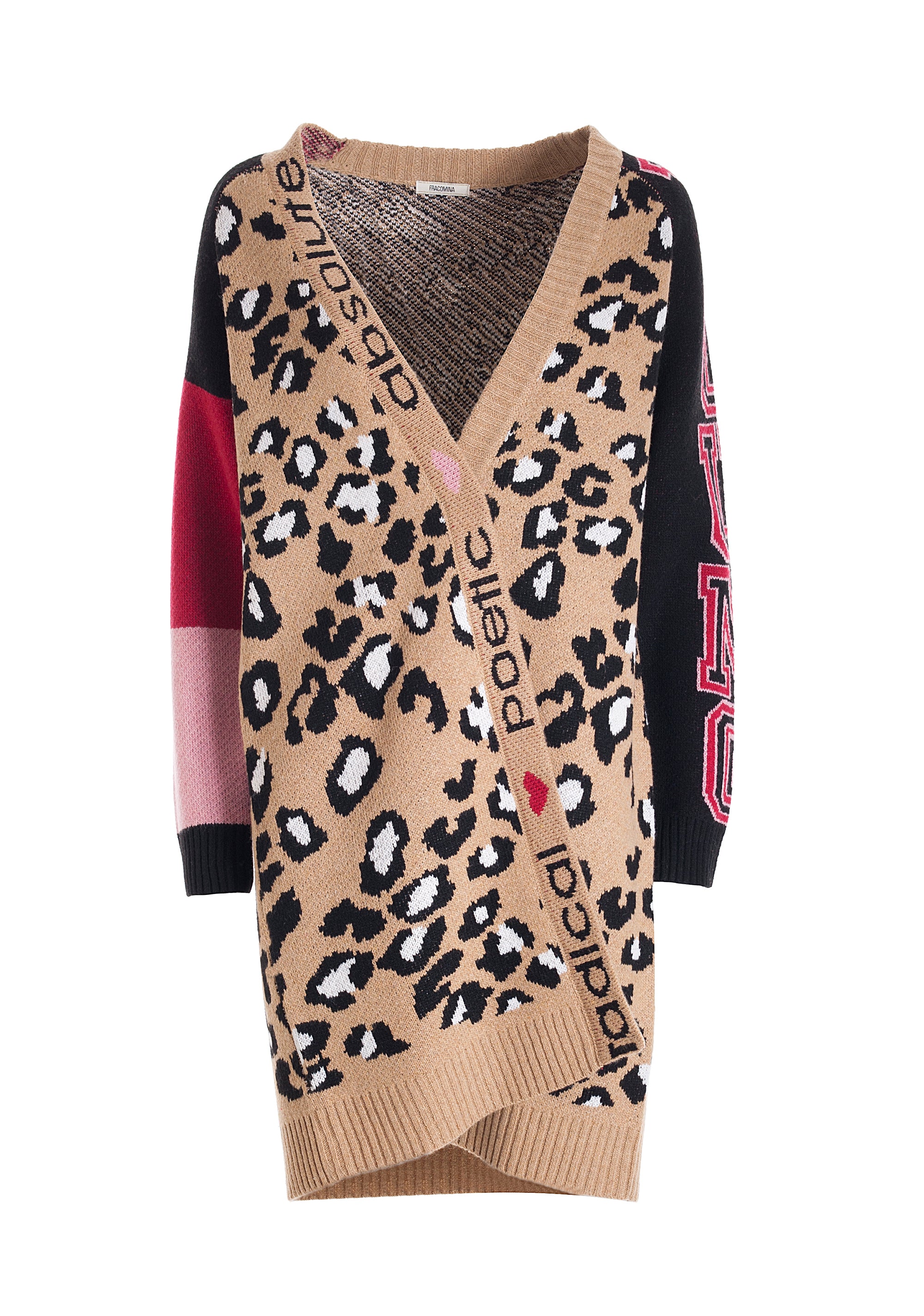 Cardigan regular fit with animalier jacquard effect and lettering Fracomina FR21WT8022K461F8-210_06