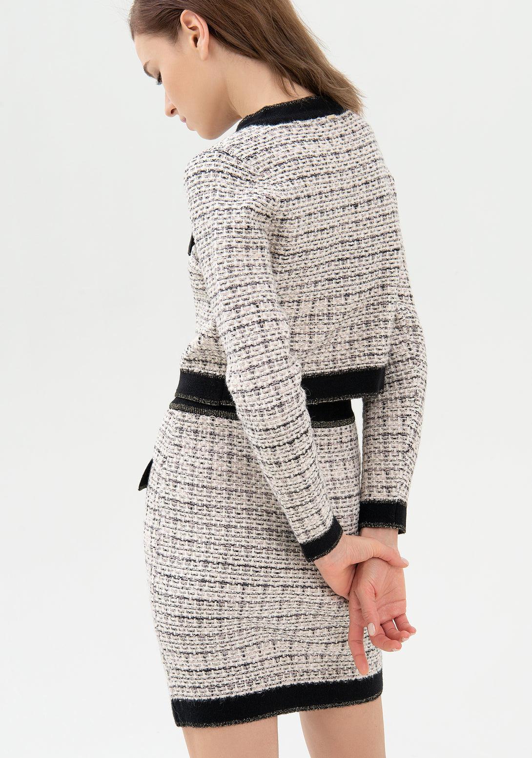 Jacket regular fit cropped with jewel button