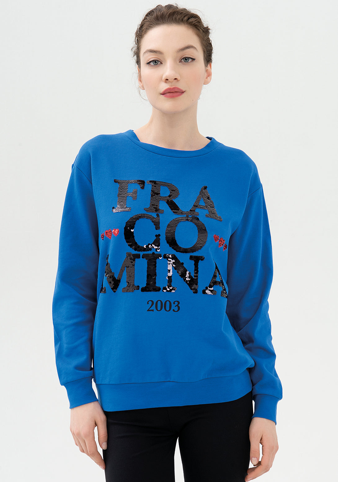 Sweater wide fit with logo made by sequins Fracomina FR21WT9007F400N5-078