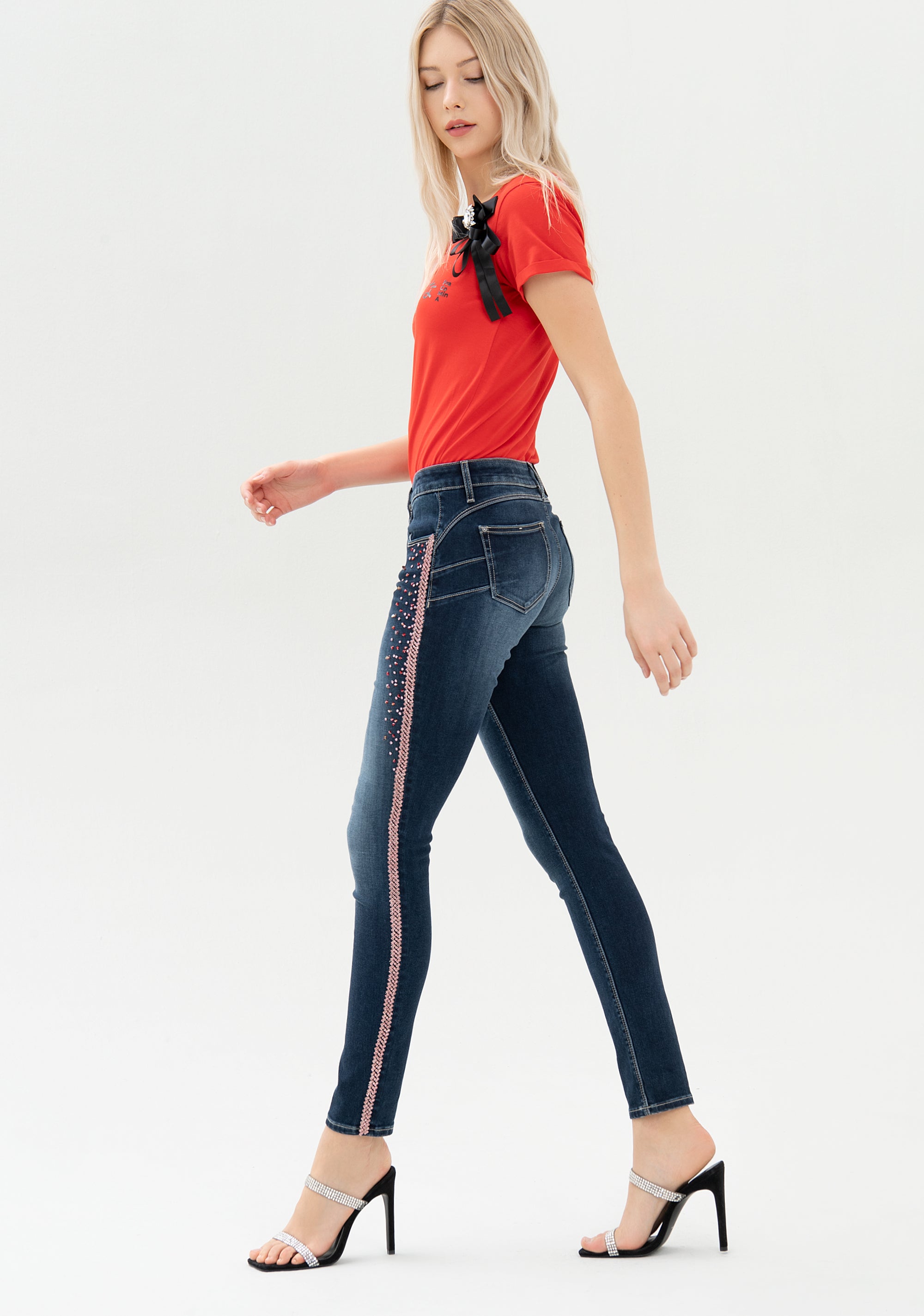 Jeans skinny fit with push-up effect made in denim with dark wash Fracomina FR21WV1001D408O4-353_03