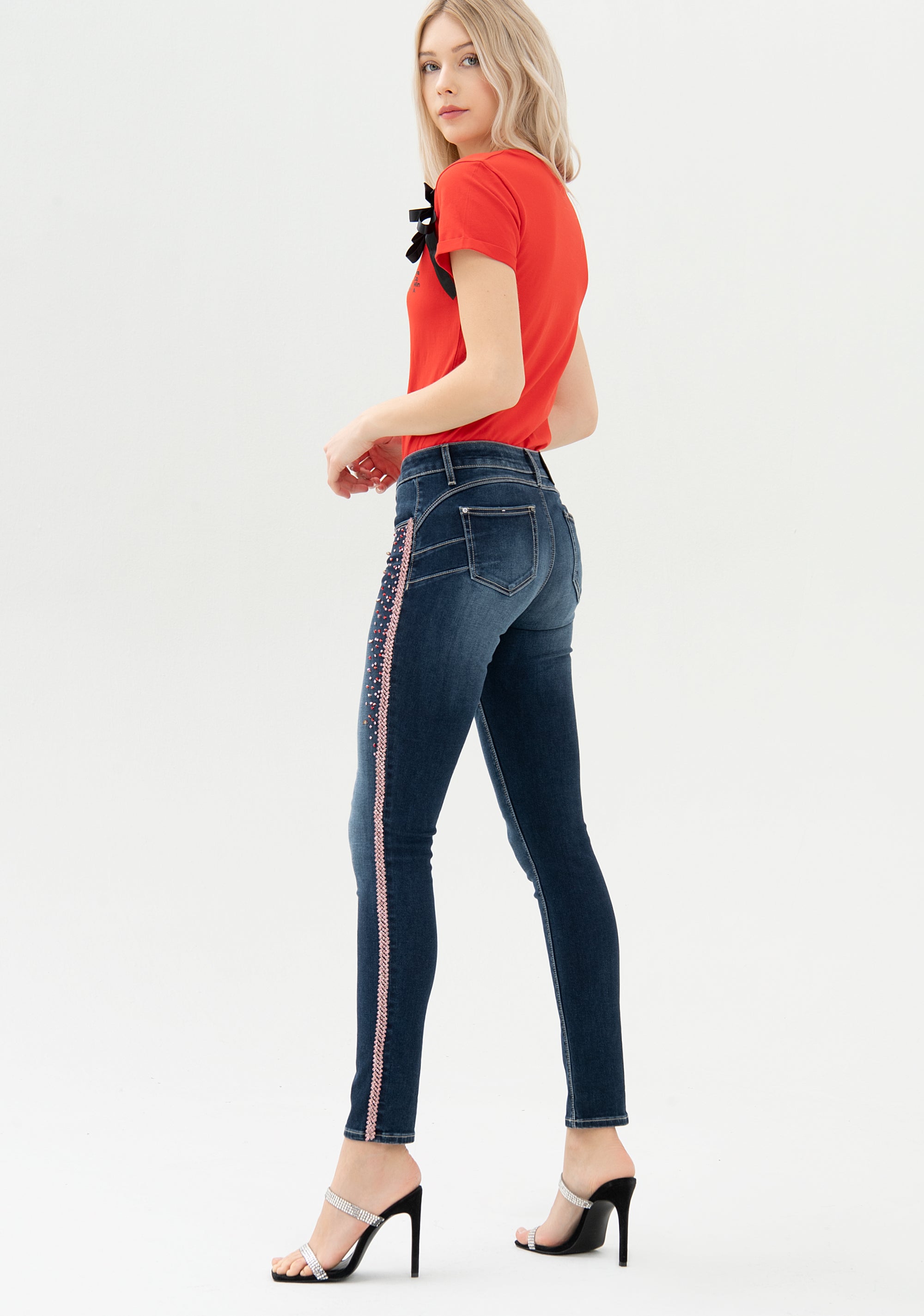 Jeans skinny fit with push-up effect made in denim with dark wash Fracomina FR21WV1001D408O4-353_05