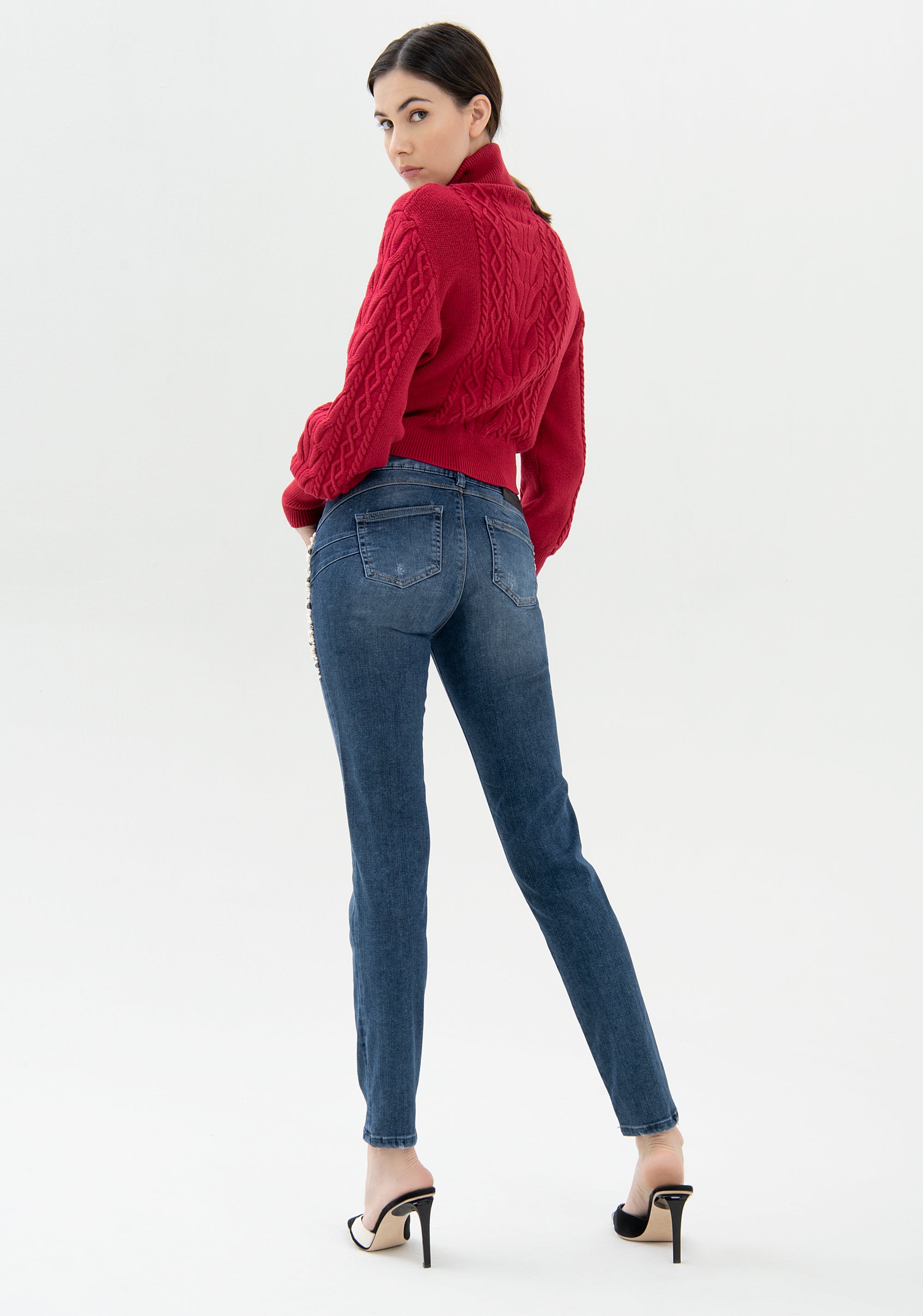 Jeans skinny fit with push-up effect made in denim with middle wash Fracomina FR21WV1001D44902-130_05