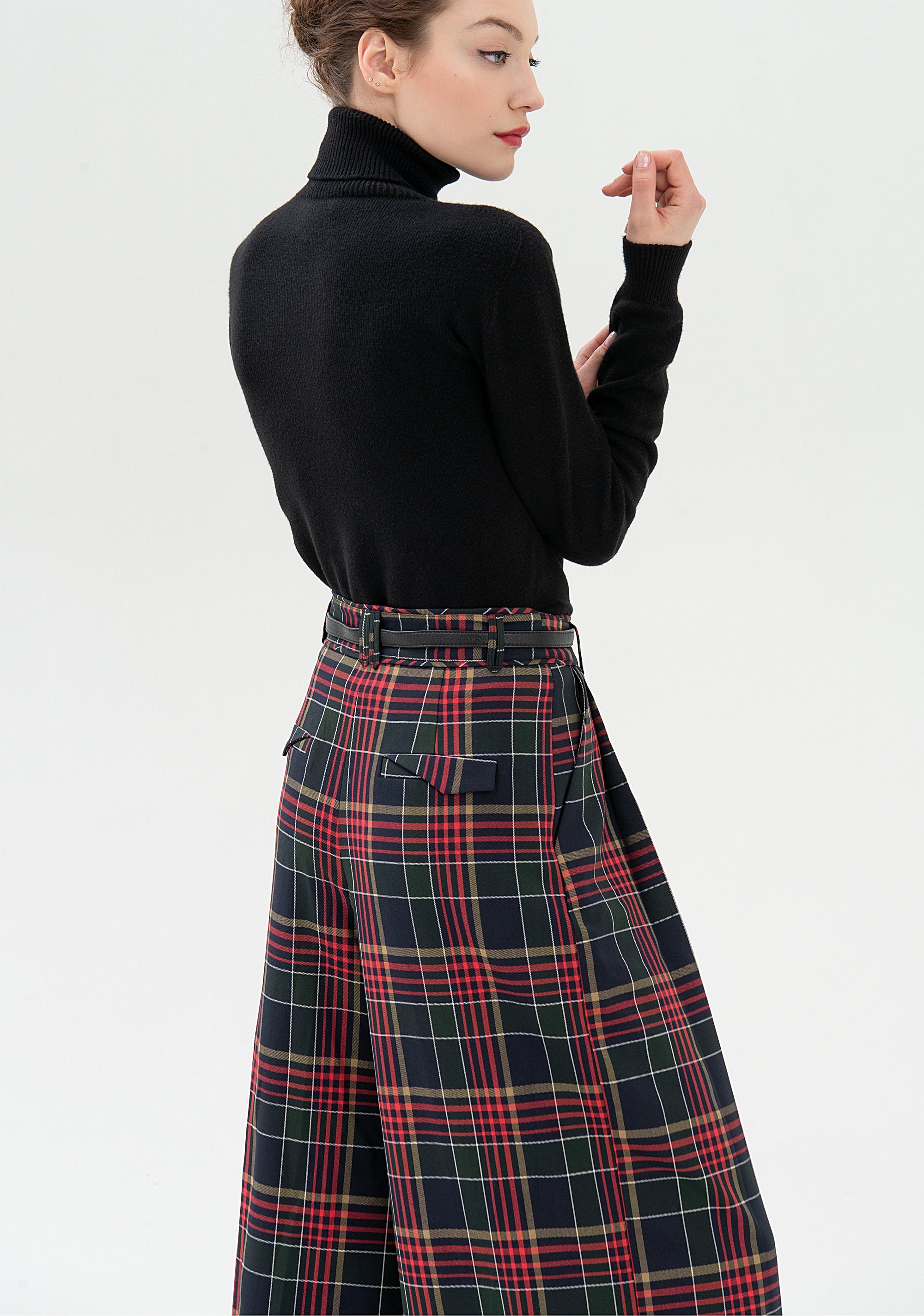 Palazzo pant wide fit made in tartan Fracomina FR21WV3008O41901-210_04