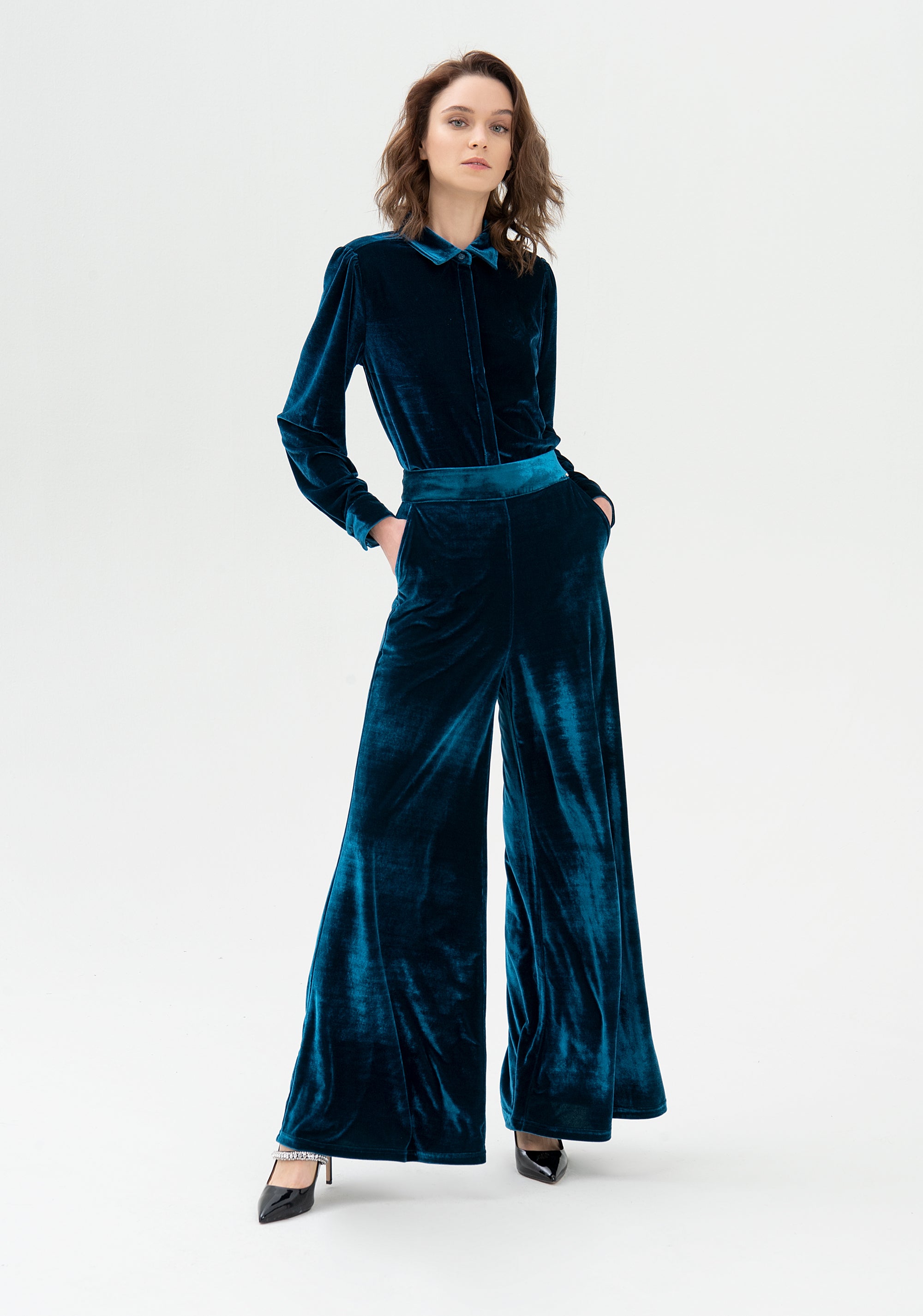 Palazzo pant wide fit made in velvet Fracomina FR21WV3010J40101-941_01