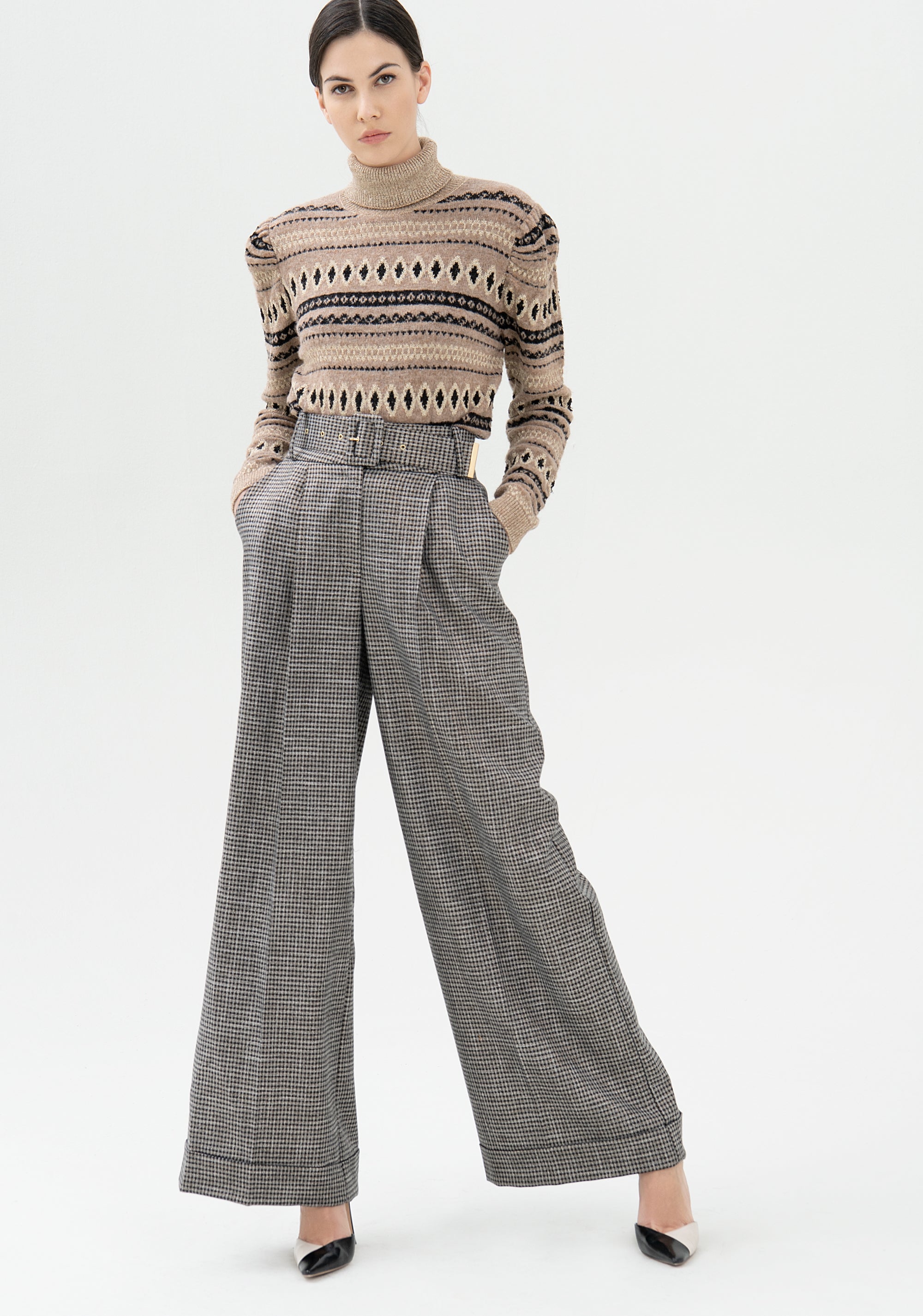 Palazzo pant wide fit made in tweed Fracomina FR21WV3012W45995-557_01