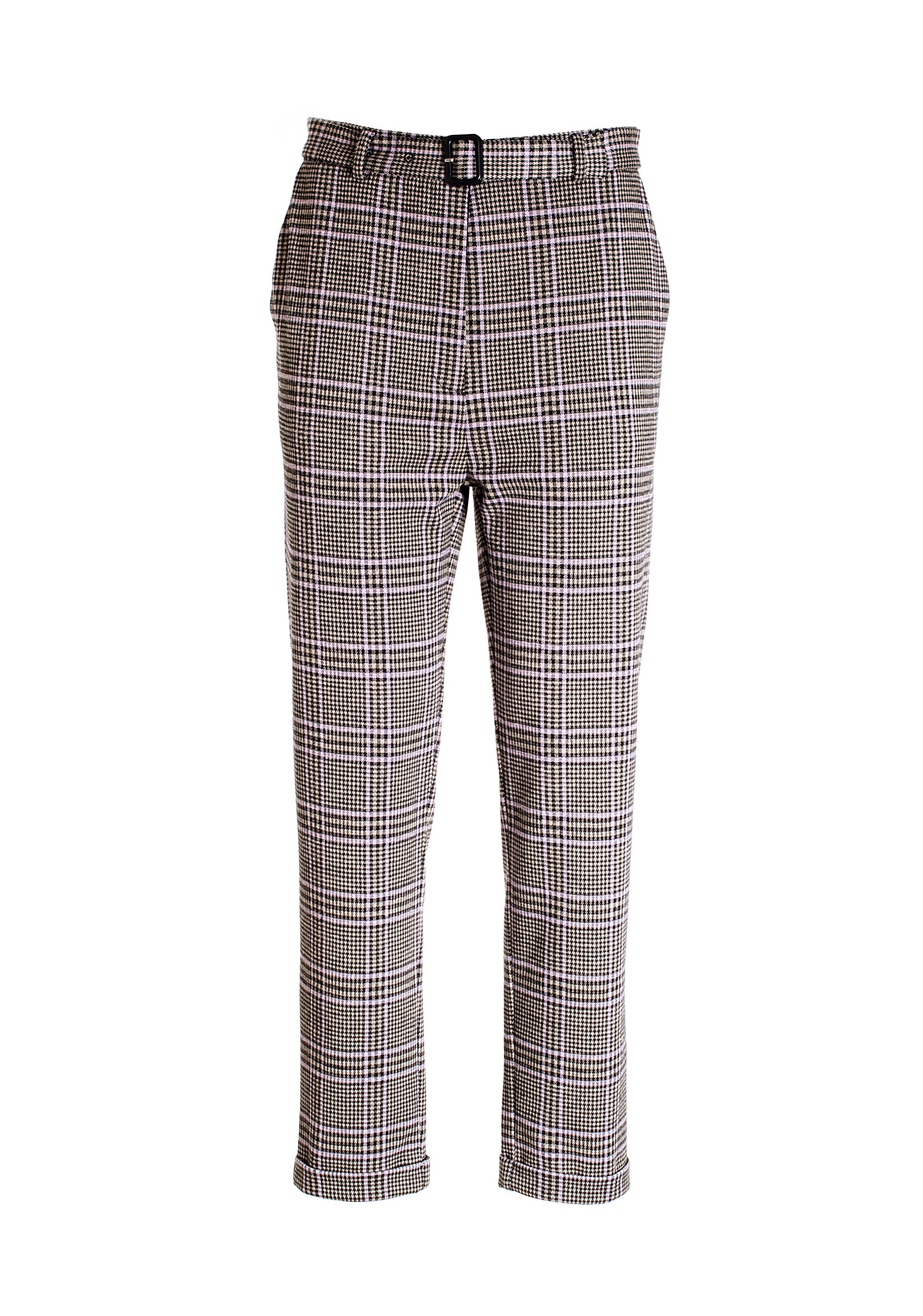 Straight leg pant made in Prince of Wales fabric Fracomina FR21WV4004O41695-I74_06