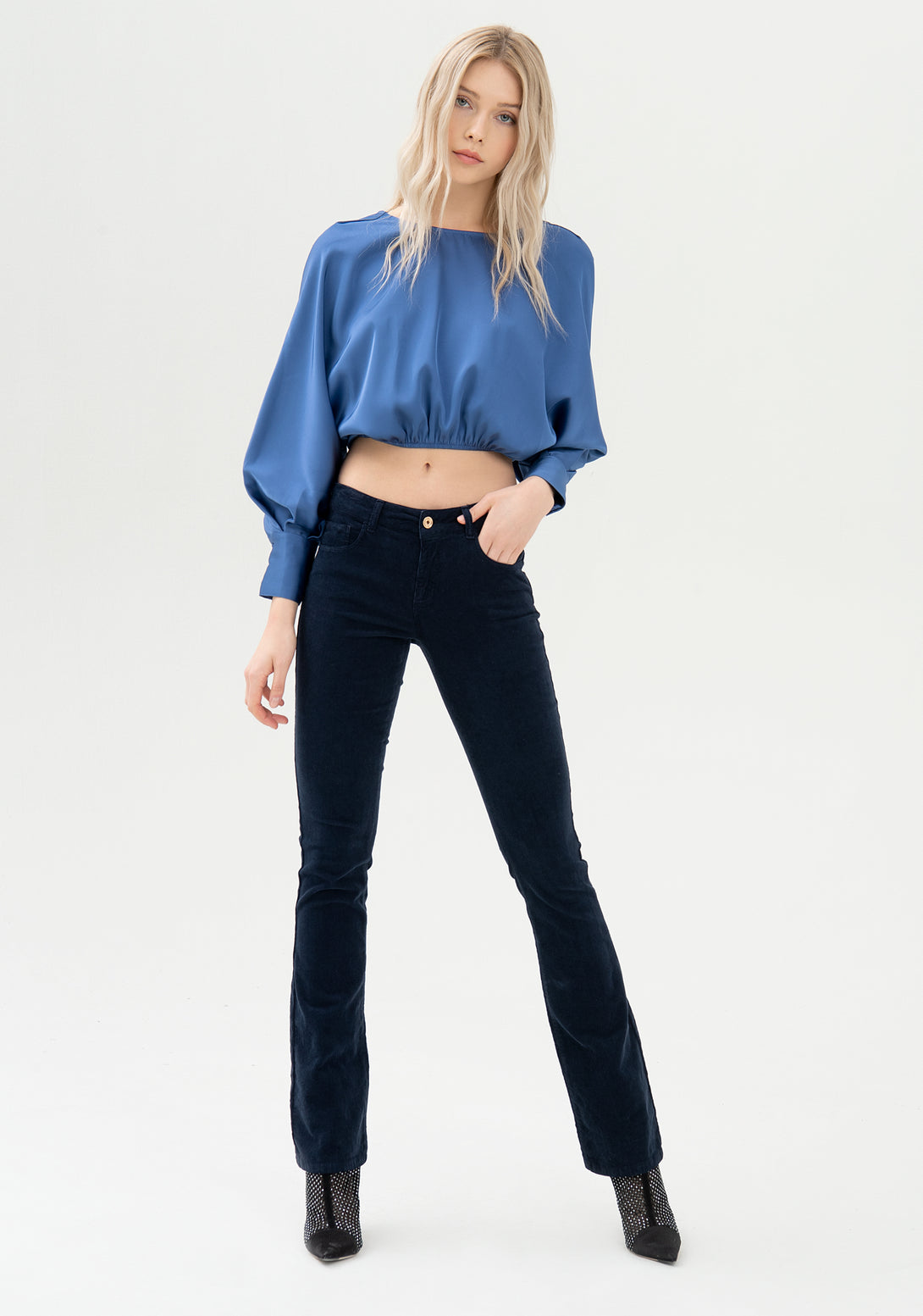 Bootcut pant with push-up effect made in needlecord velvet Fracomina FR21WV8007W401C7-117