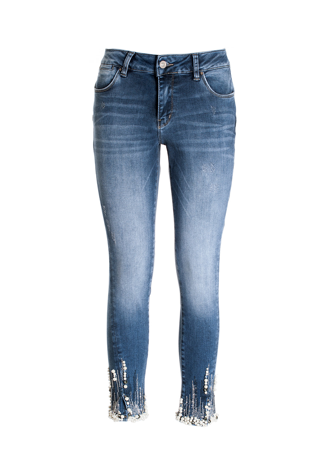 Jeans skinny fit cropped with push-up effect made in denim with middle wash