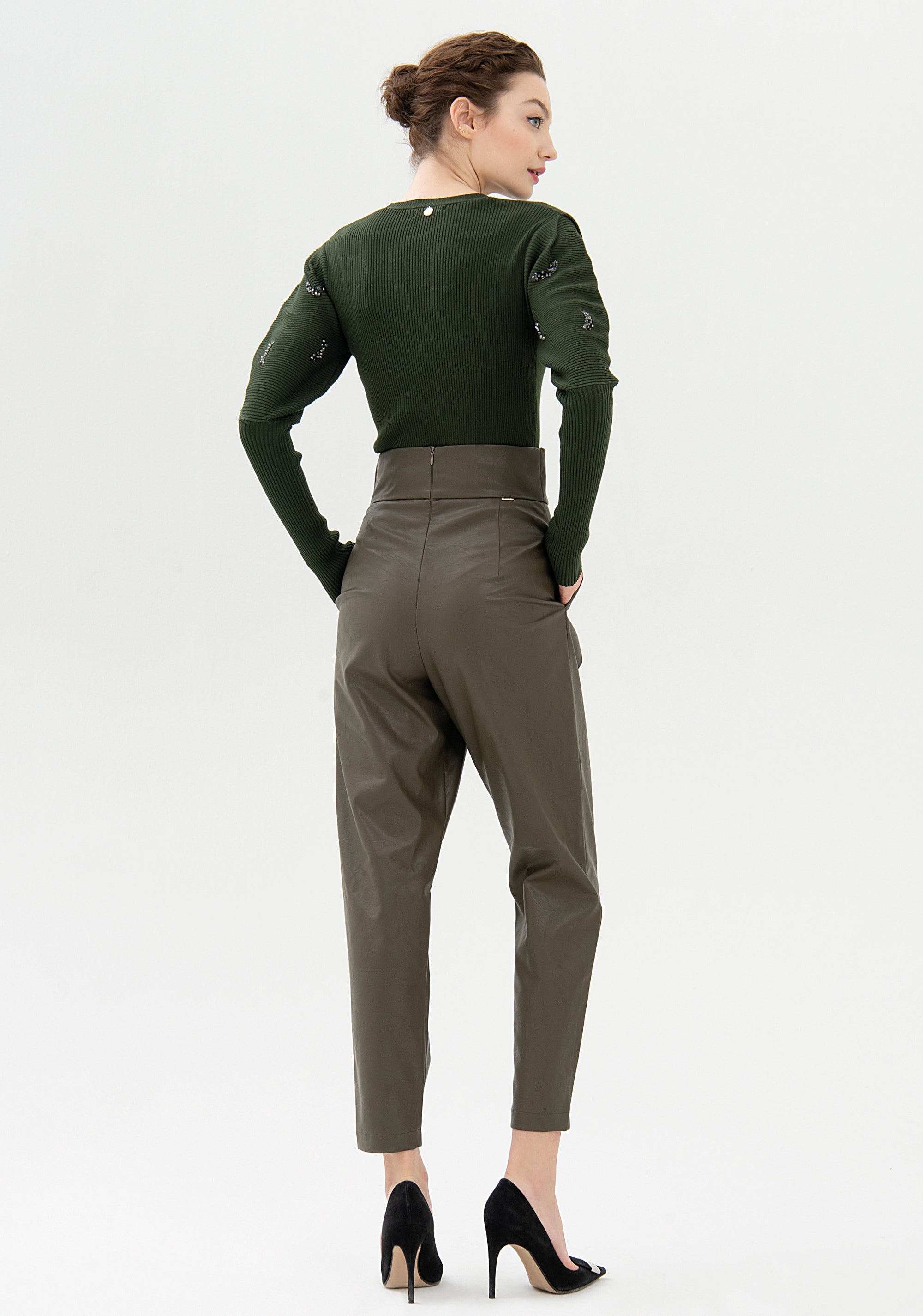 Carrot pant made in eco leather Fracomina FR21WVD013E40101-971_5