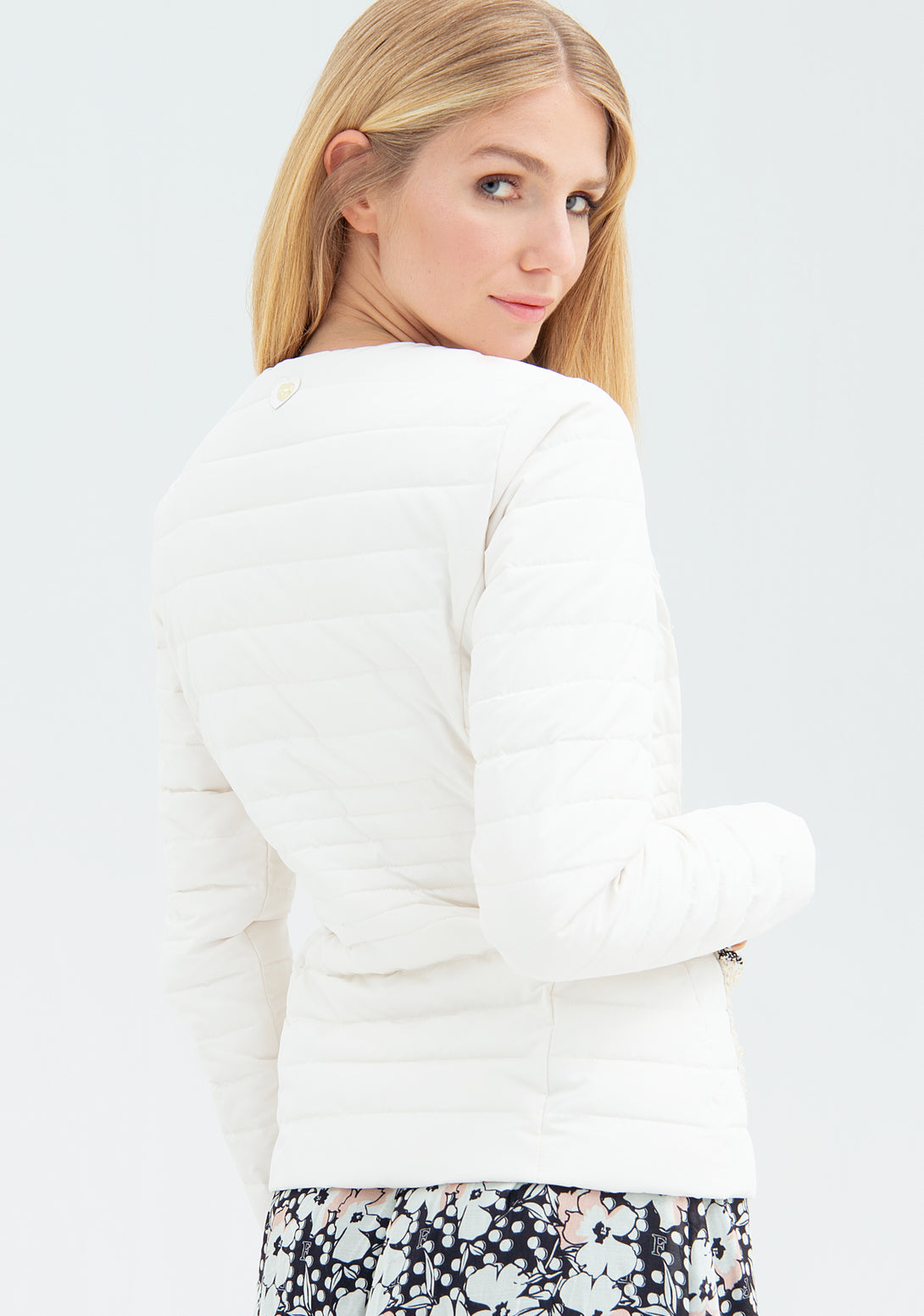 Light padded jacket slim fit with tweed details