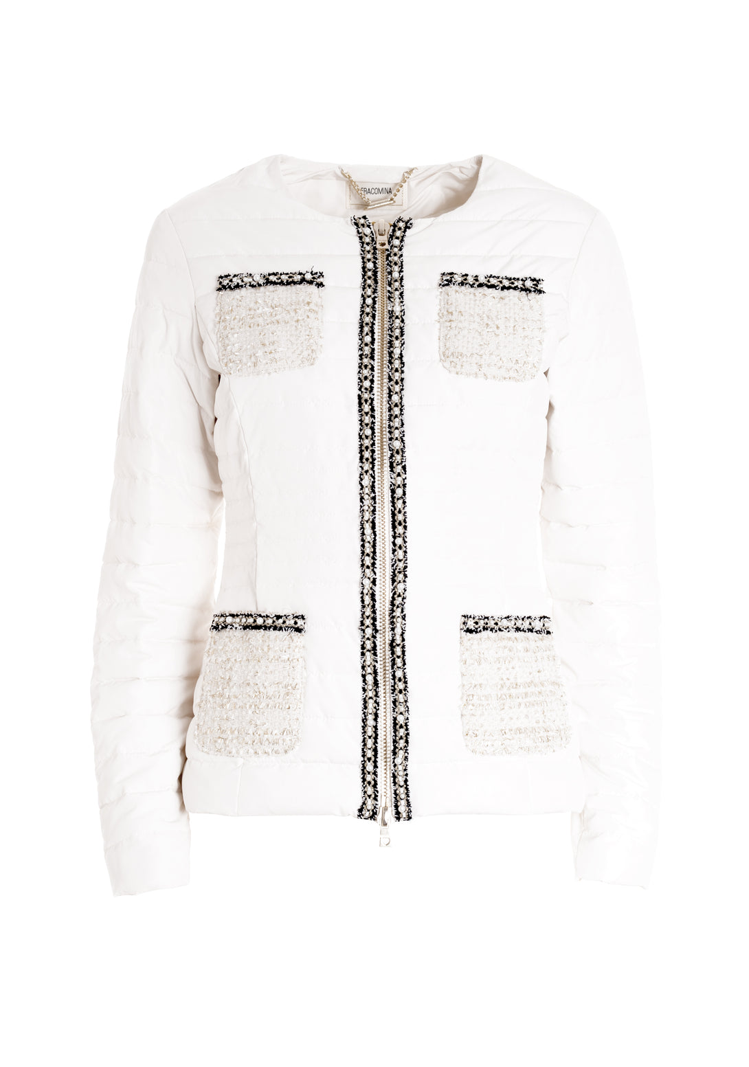 Light padded jacket slim fit with tweed details