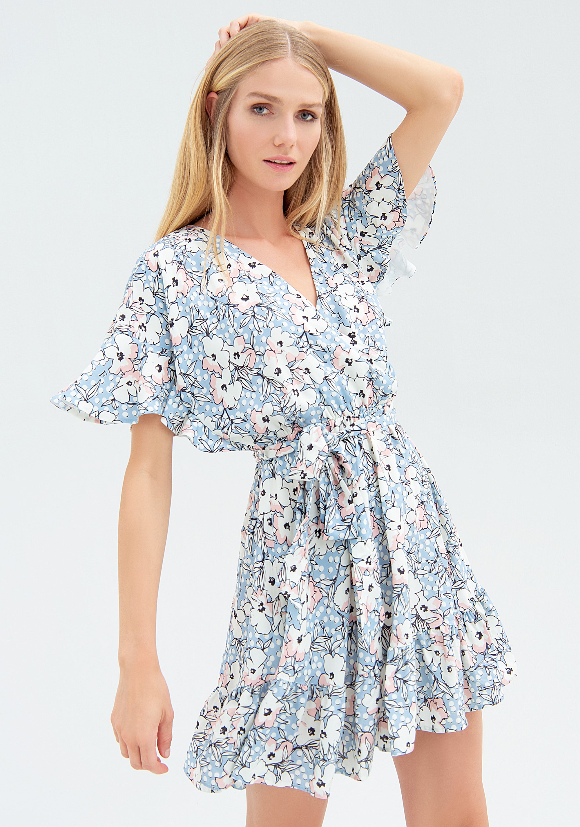 Mini dress regular fit with flowery pattern Fracomina FR22SD1023W413R8-D22_3