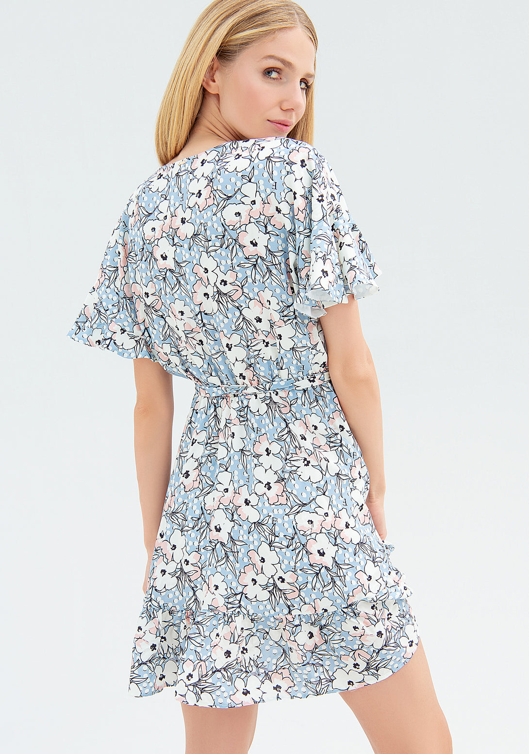 Mini dress regular fit with flowery pattern