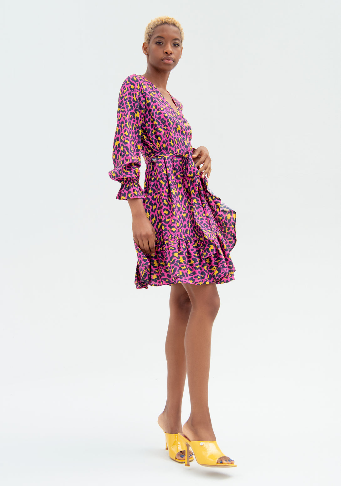 Mini wrap dress with multicolor animalier pattern Fracomina FR22SD1026W525N4-D41
