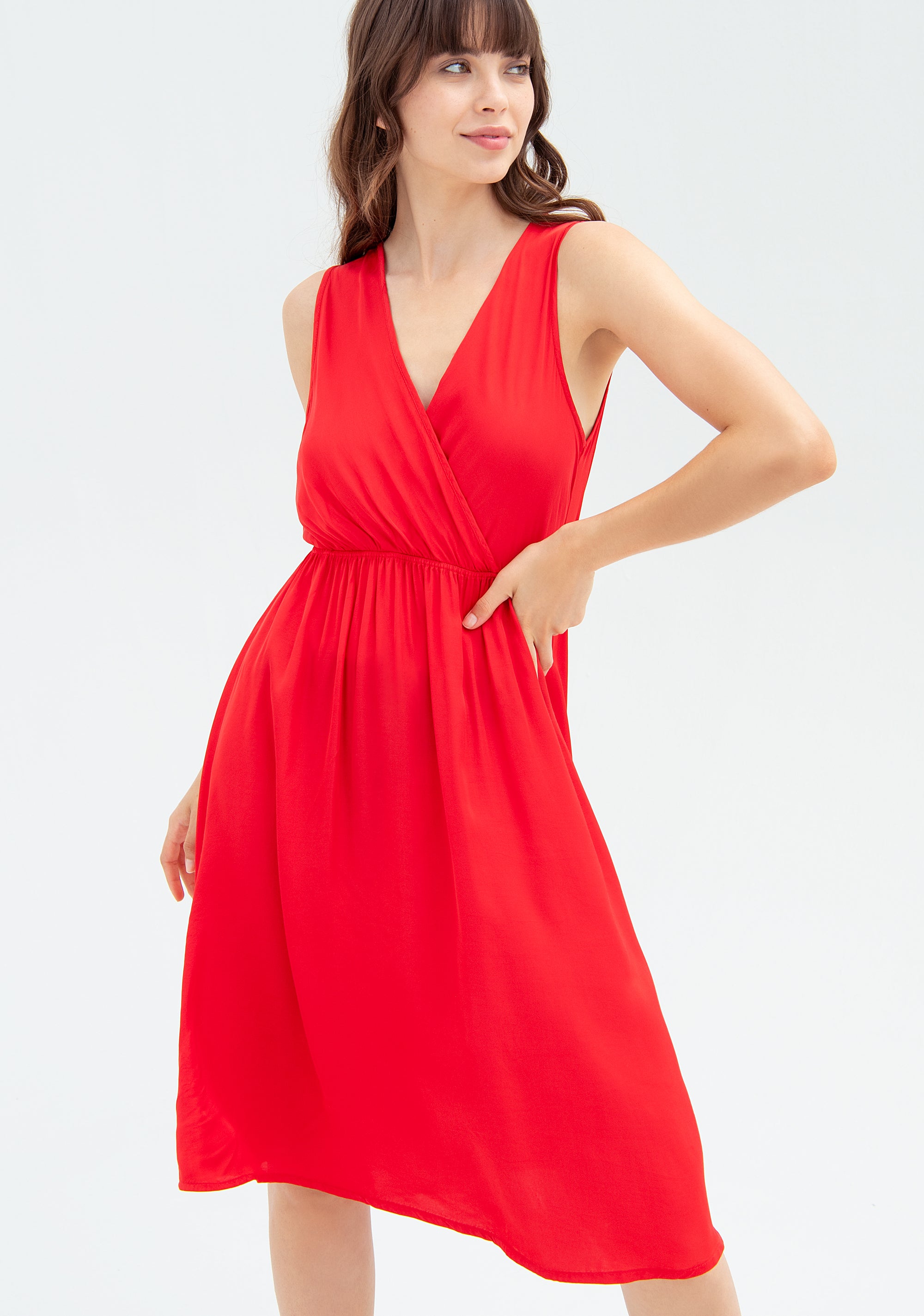 Dress made in viscose with no sleeves Fracomina FR22SD1045W41301-234_2