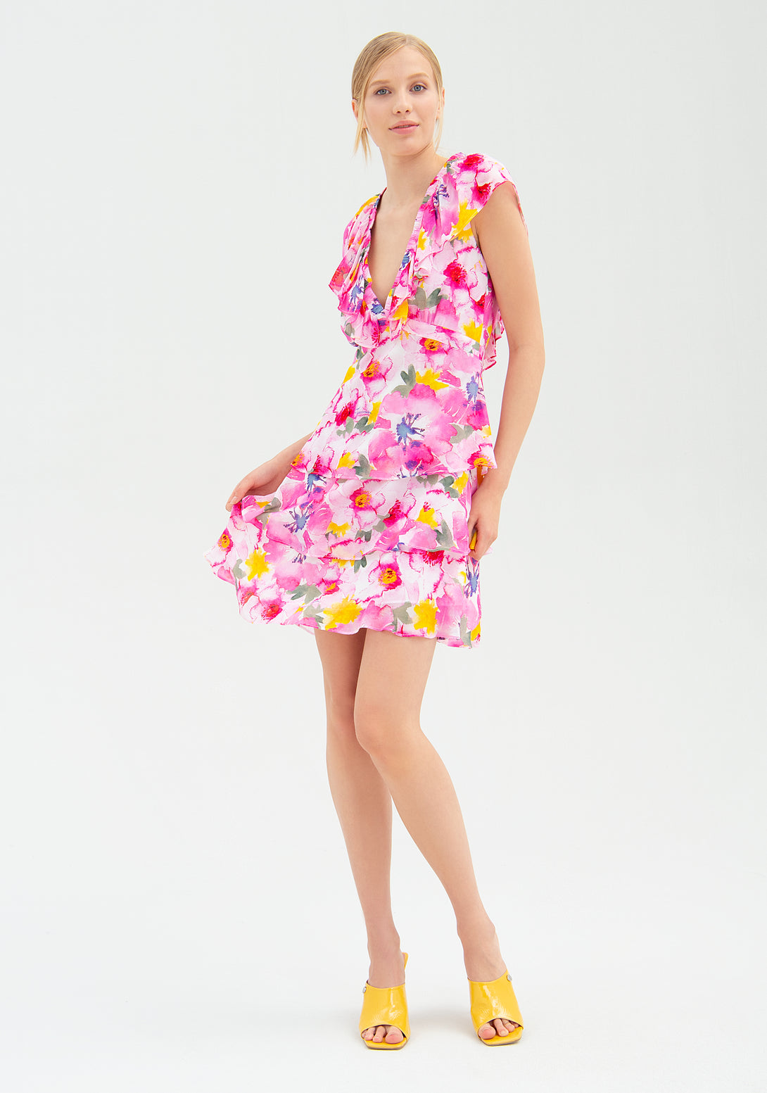 Mini dress with flowery pattern and no sleeves Fracomina FR22SD1047W518R8-210