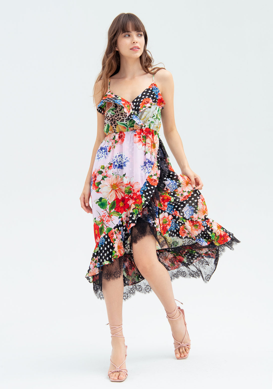 Dress with no sleeves, middle length, and multicolor pattern Fracomina FR22SD2001W452R7-210