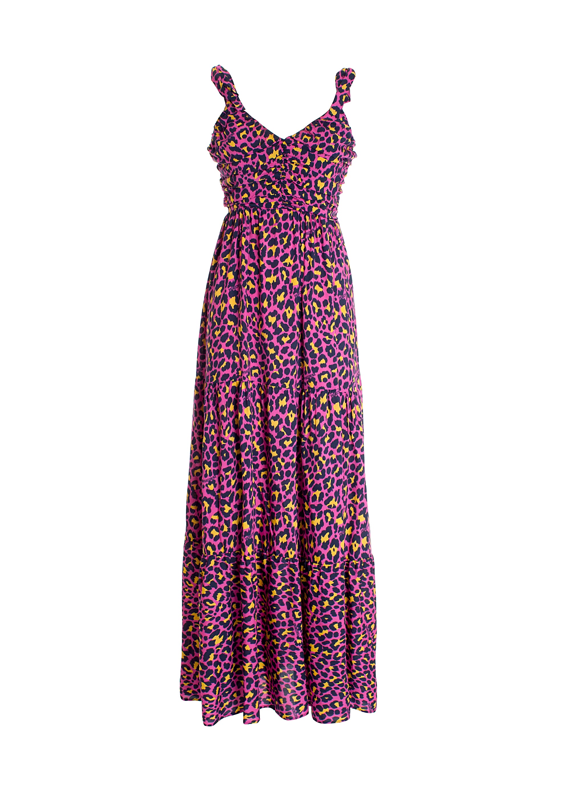 Long dress with no sleeves with multicolor animalier pattern Fracomina FR22SD3012W525N4-D41_6