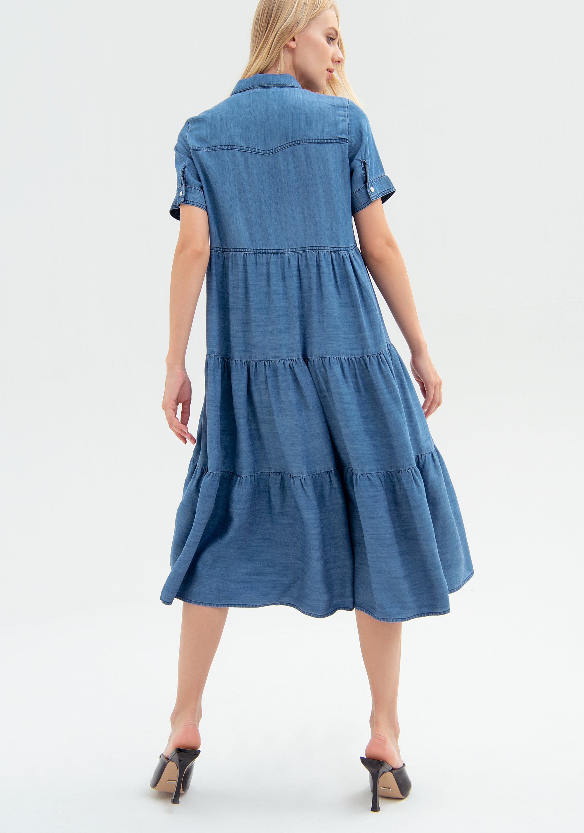 Dress wide fit made in chambray Fracomina FR22SD4009D41502-349_3