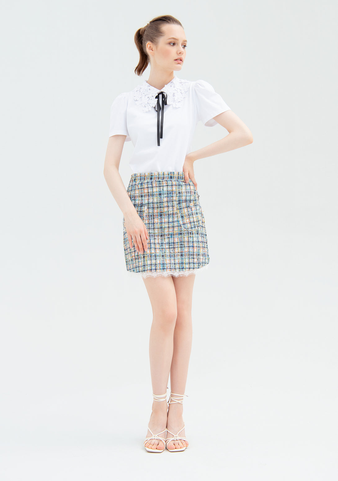 Mini sheath skirt slim fit made in tweed Fracomina FR22SG1005W51001-210