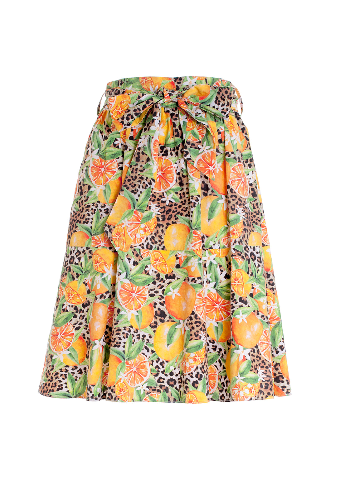 Skirt wide fit made in cotton with tropical pattern