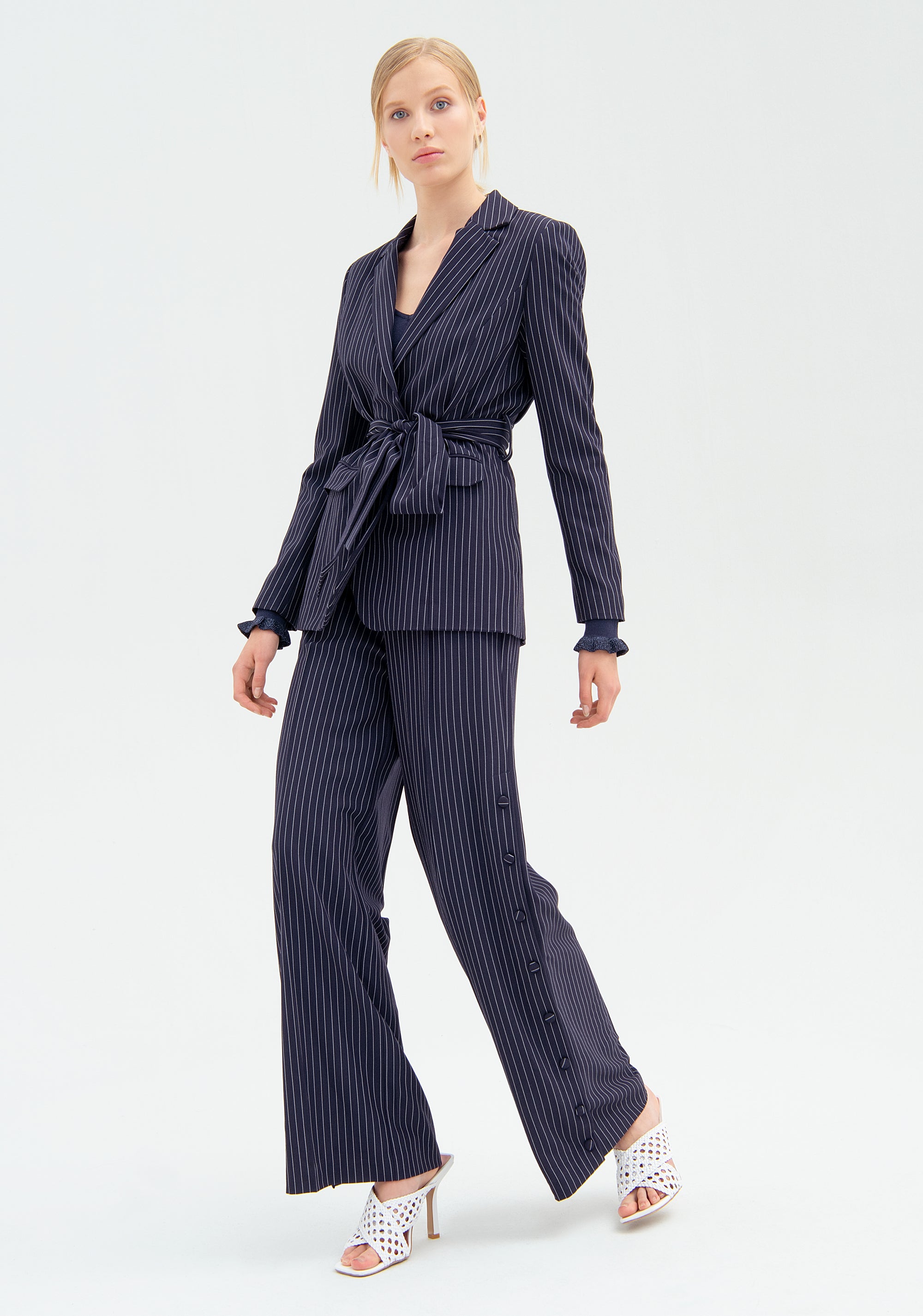 Blazer jacket regular fit with pinstriped pattern Fracomina FR22SJ3002W491D4-117