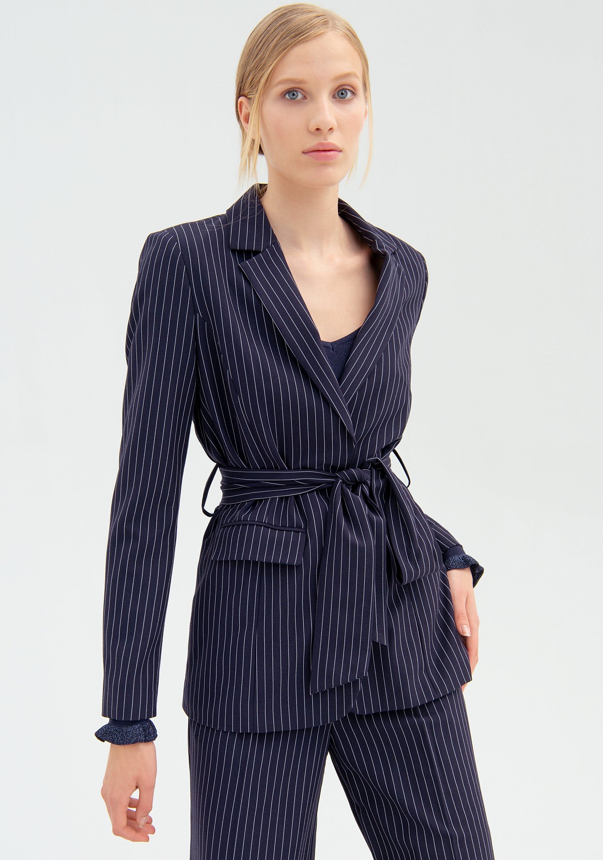 Blazer jacket regular fit with pinstriped pattern Fracomina FR22SJ3002W491D4-117_2