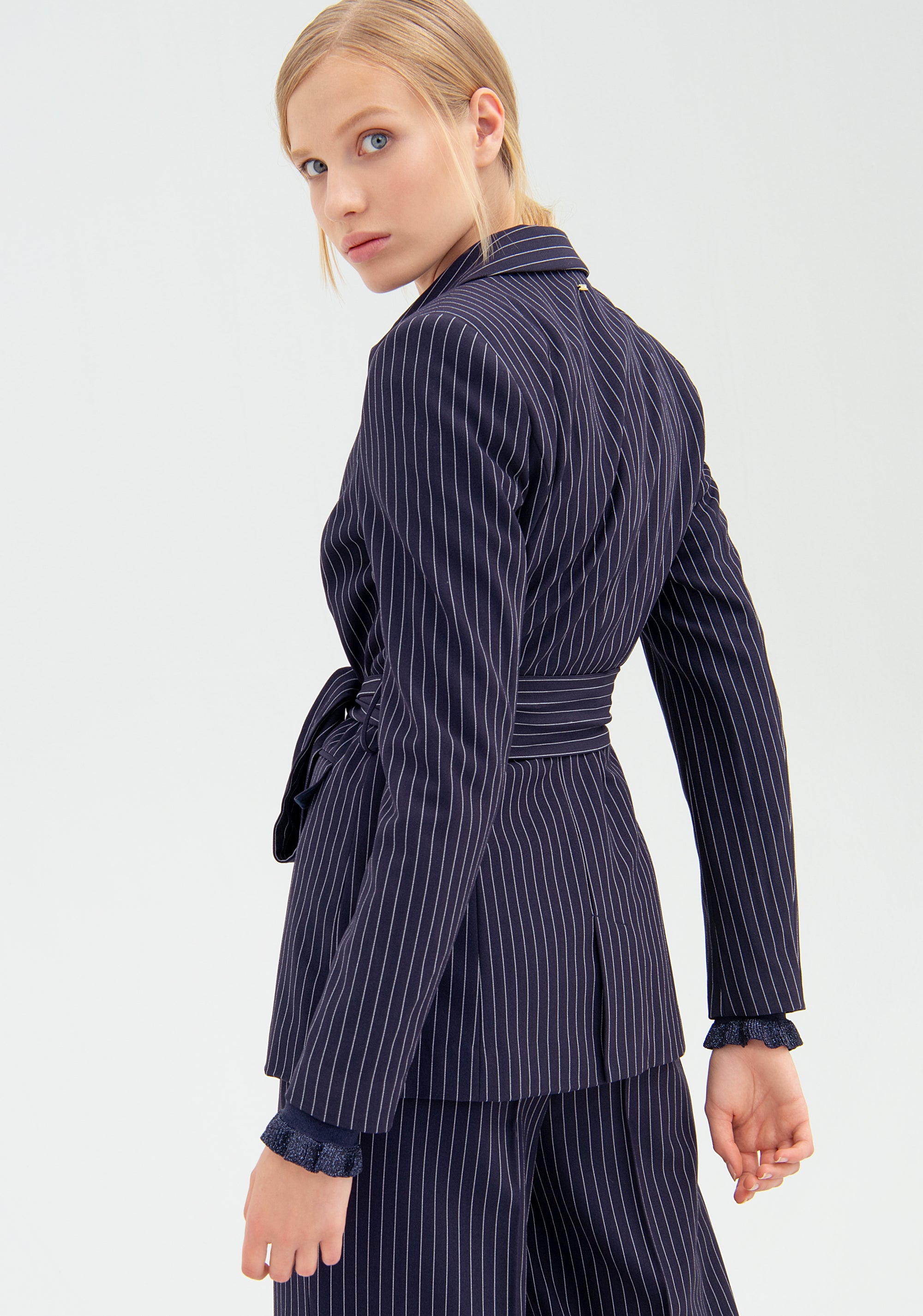 Blazer jacket regular fit with pinstriped pattern Fracomina FR22SJ3002W491D4-117_3