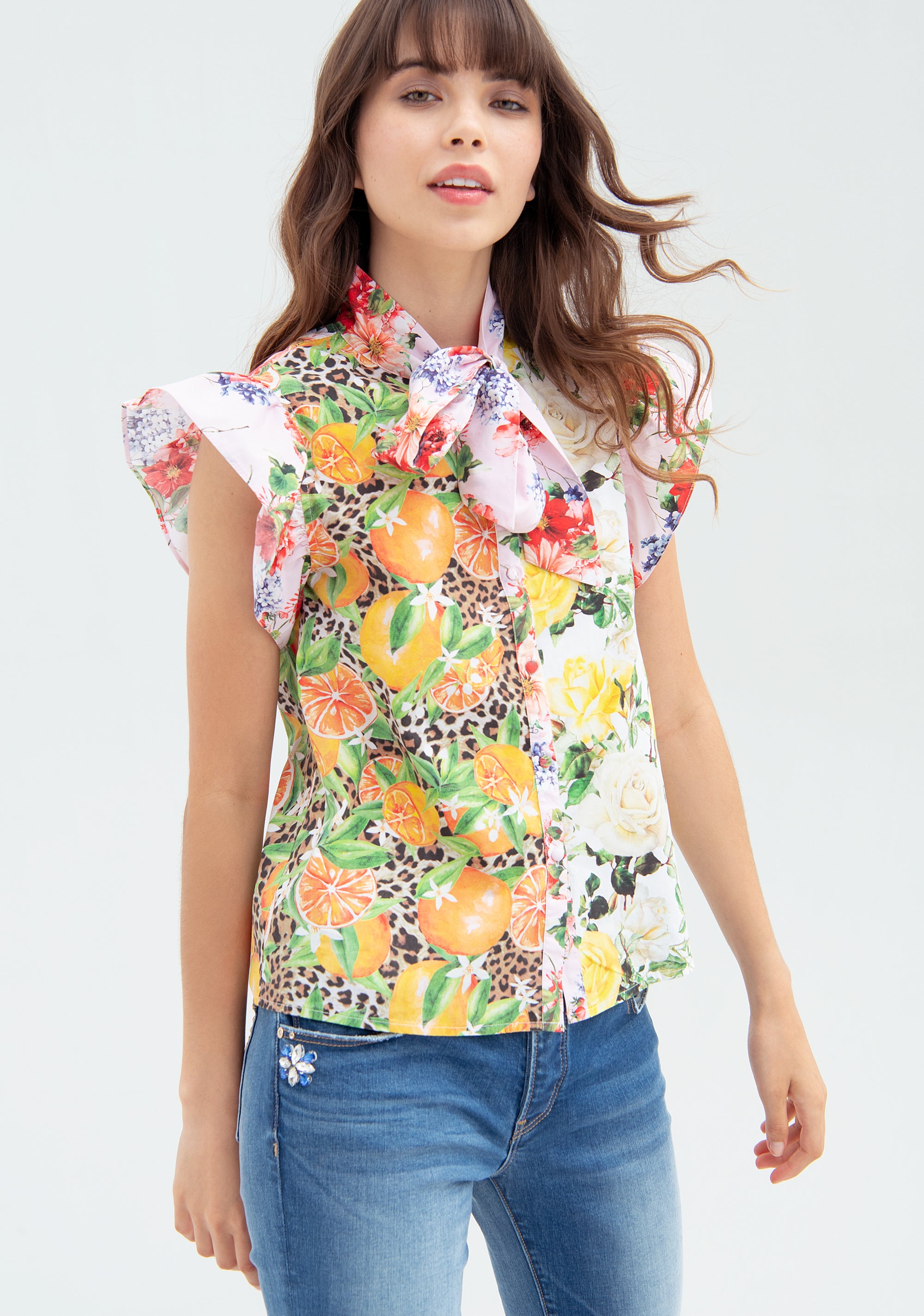 Blouse with multicolor pattern and no sleeves-FRACOMINA – Fracomina ...