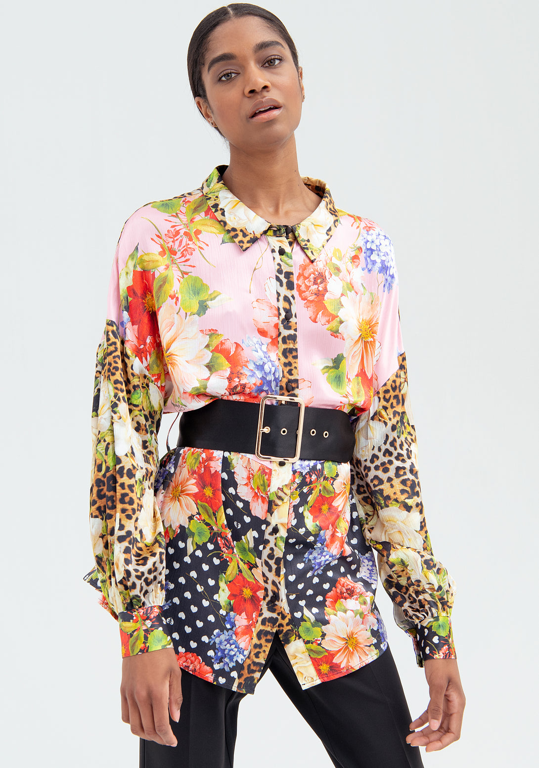 Shirt over fit with multicolor pattern