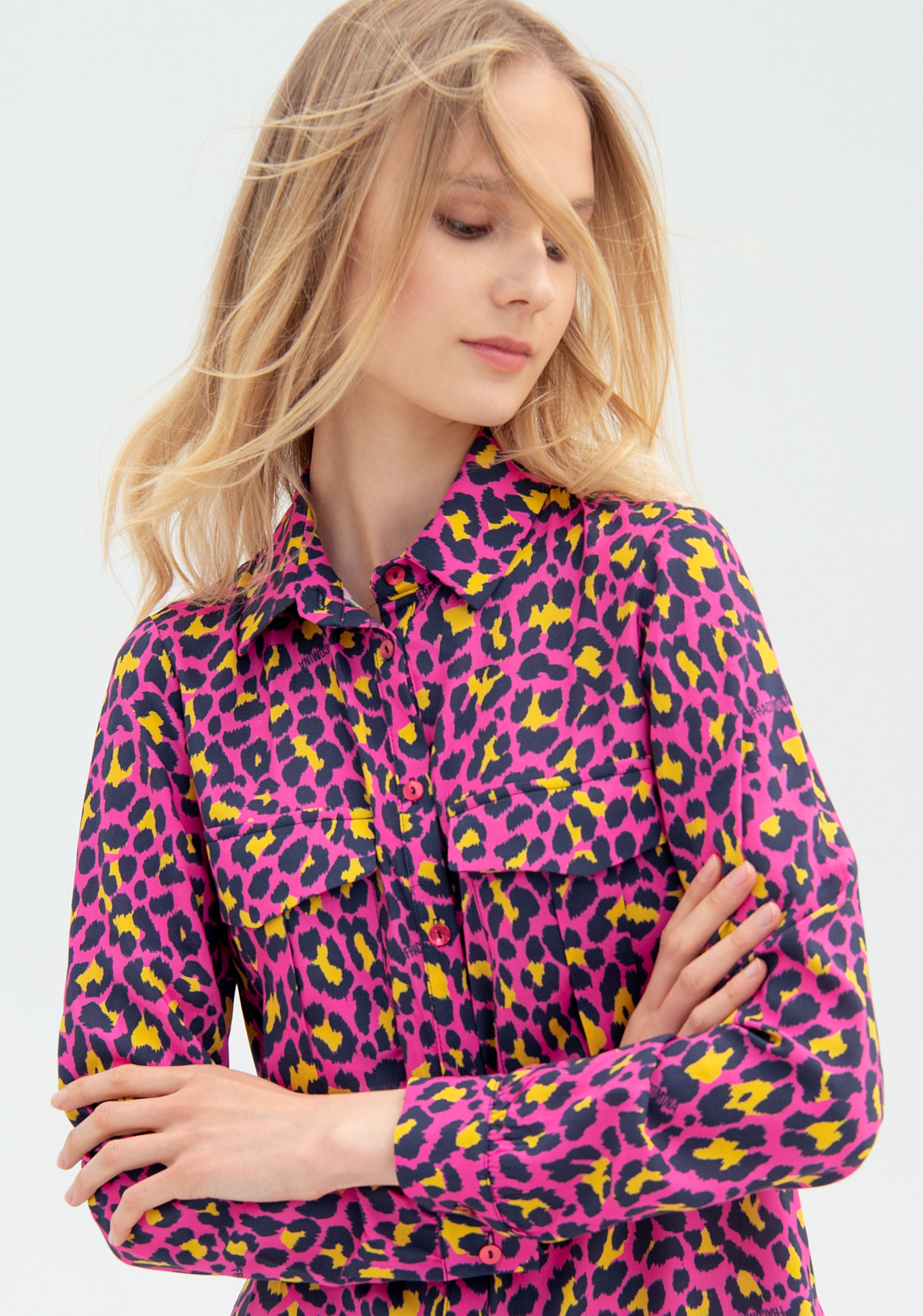 Long shirt over fit with multicolor animalier pattern Fracomina FR22ST1027W525N4-D41_2