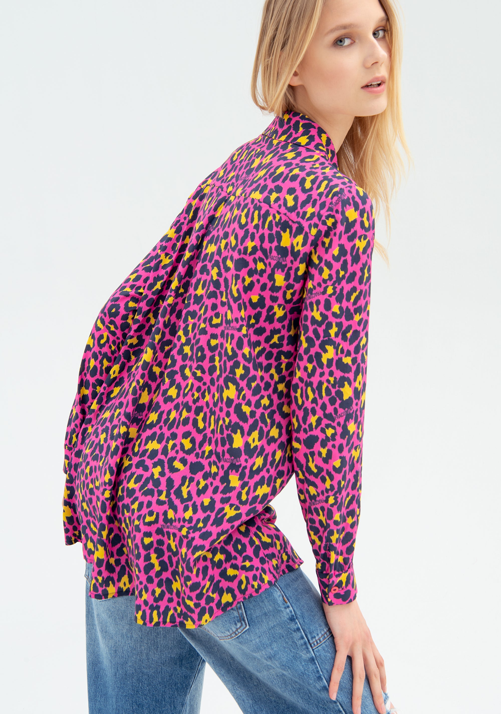 Long shirt over fit with multicolor animalier pattern Fracomina FR22ST1027W525N4-D41_3