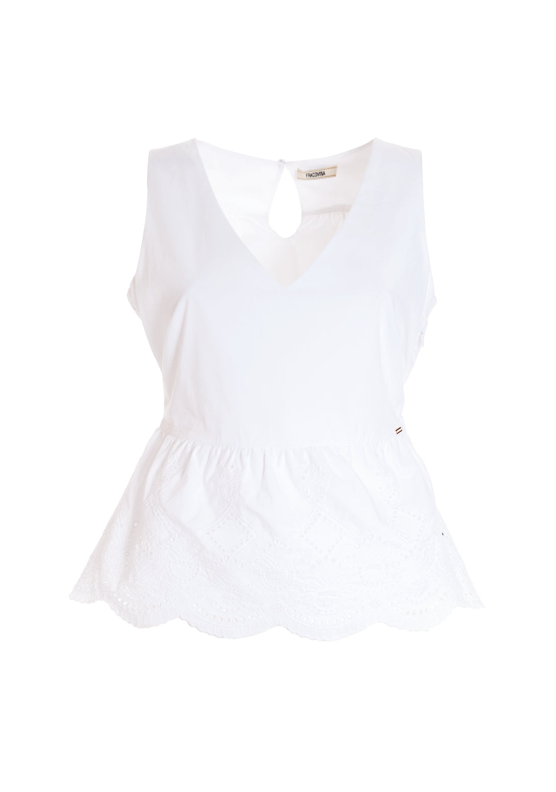 Top with no sleeves made in San Gallo lace