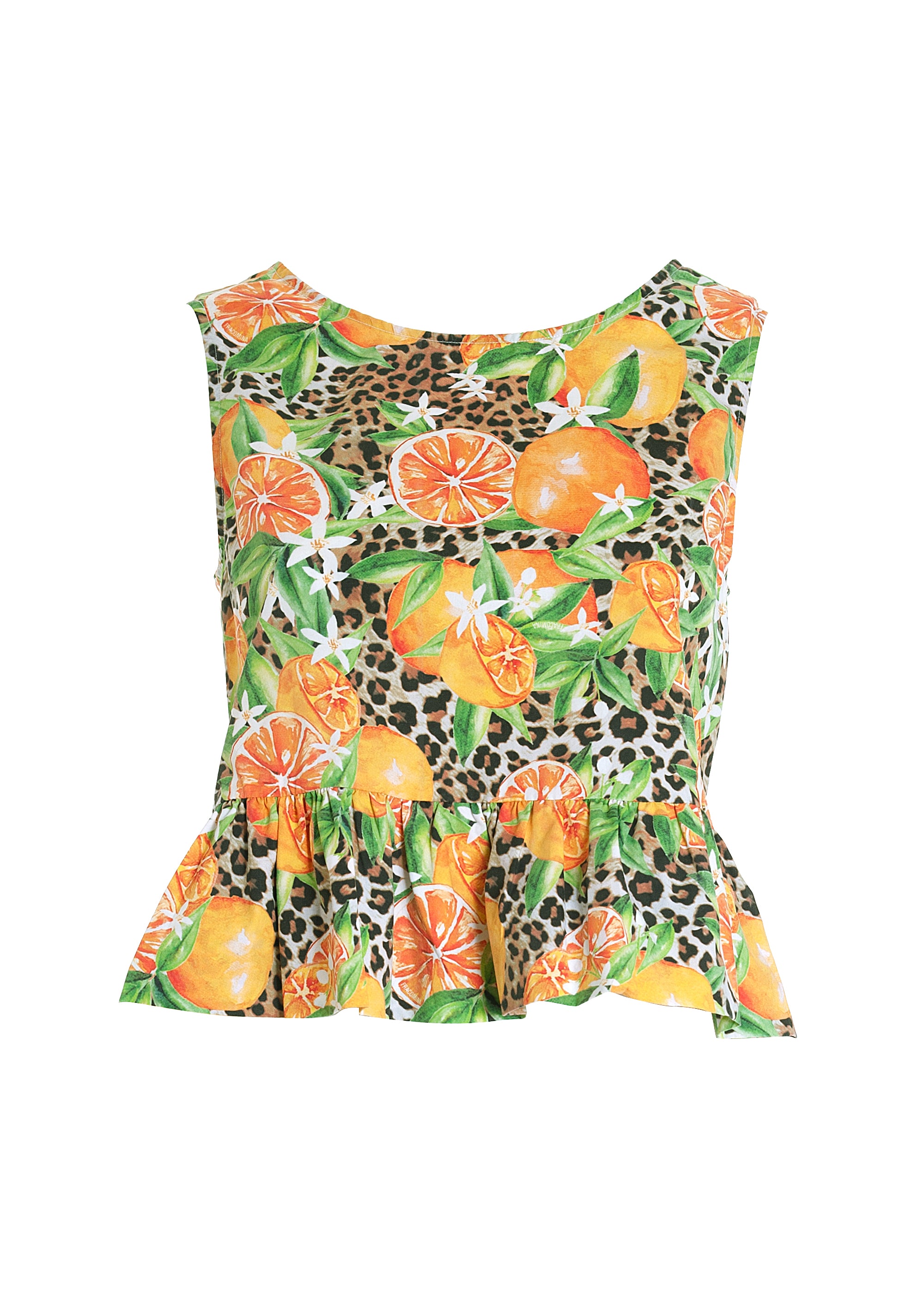 Top cropped flared made in cotton and tropical pattern Fracomina FR22ST2005W400N4-210_6