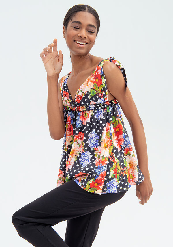 Top flared with multicolor pattern and no sleeves Fracomina FR22ST2020W517R8-210_2