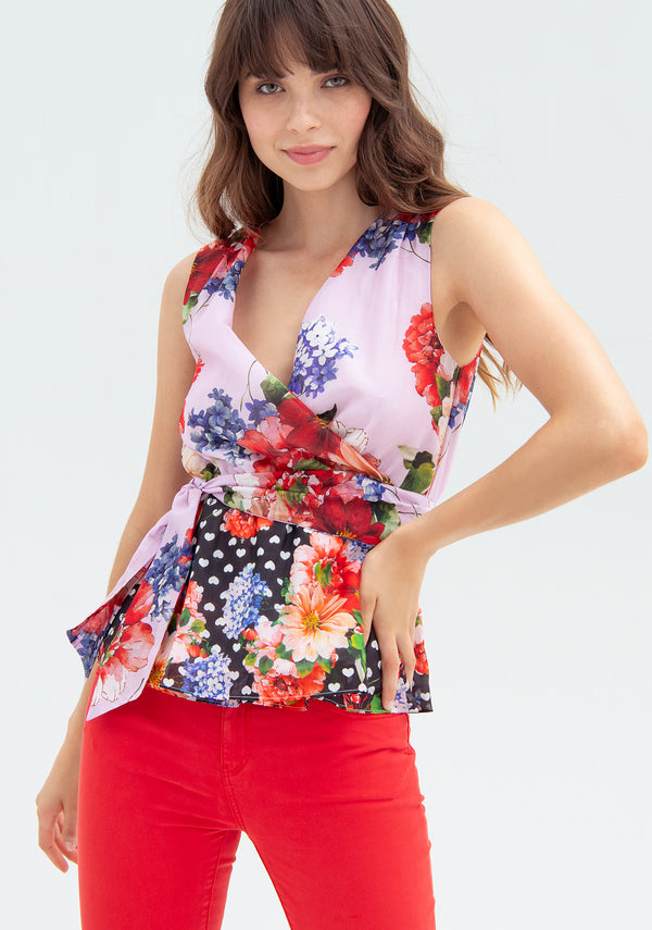 Top with no sleeves and multicolor pattern Fracomina FR22ST2021W405R7-210_2