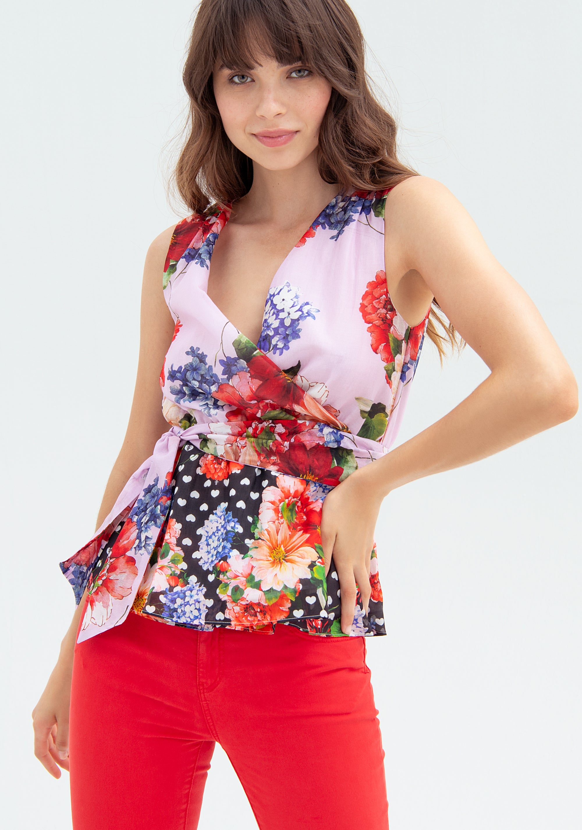 Top with no sleeves and multicolor pattern Fracomina FR22ST2021W405R7-210_2