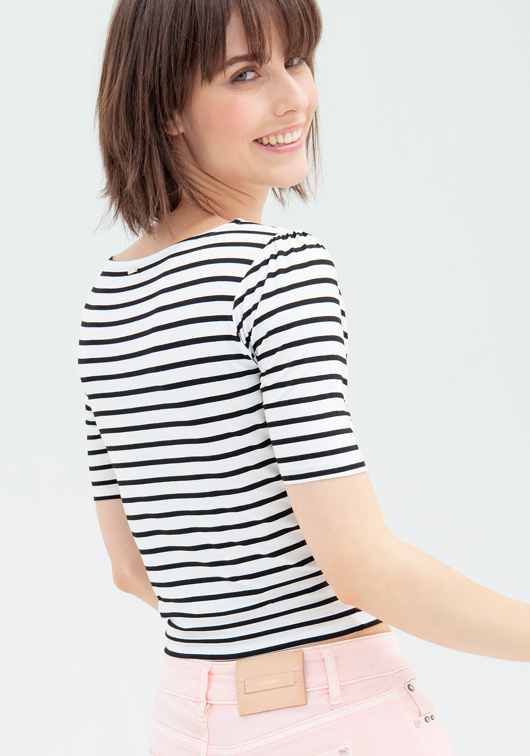T-shirt cropped made in striped jersey