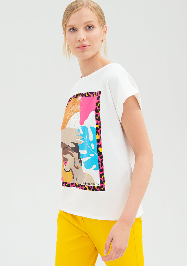T-shirt regular fit with multicolor print Fracomina FR22ST3028J401N5-108_3
