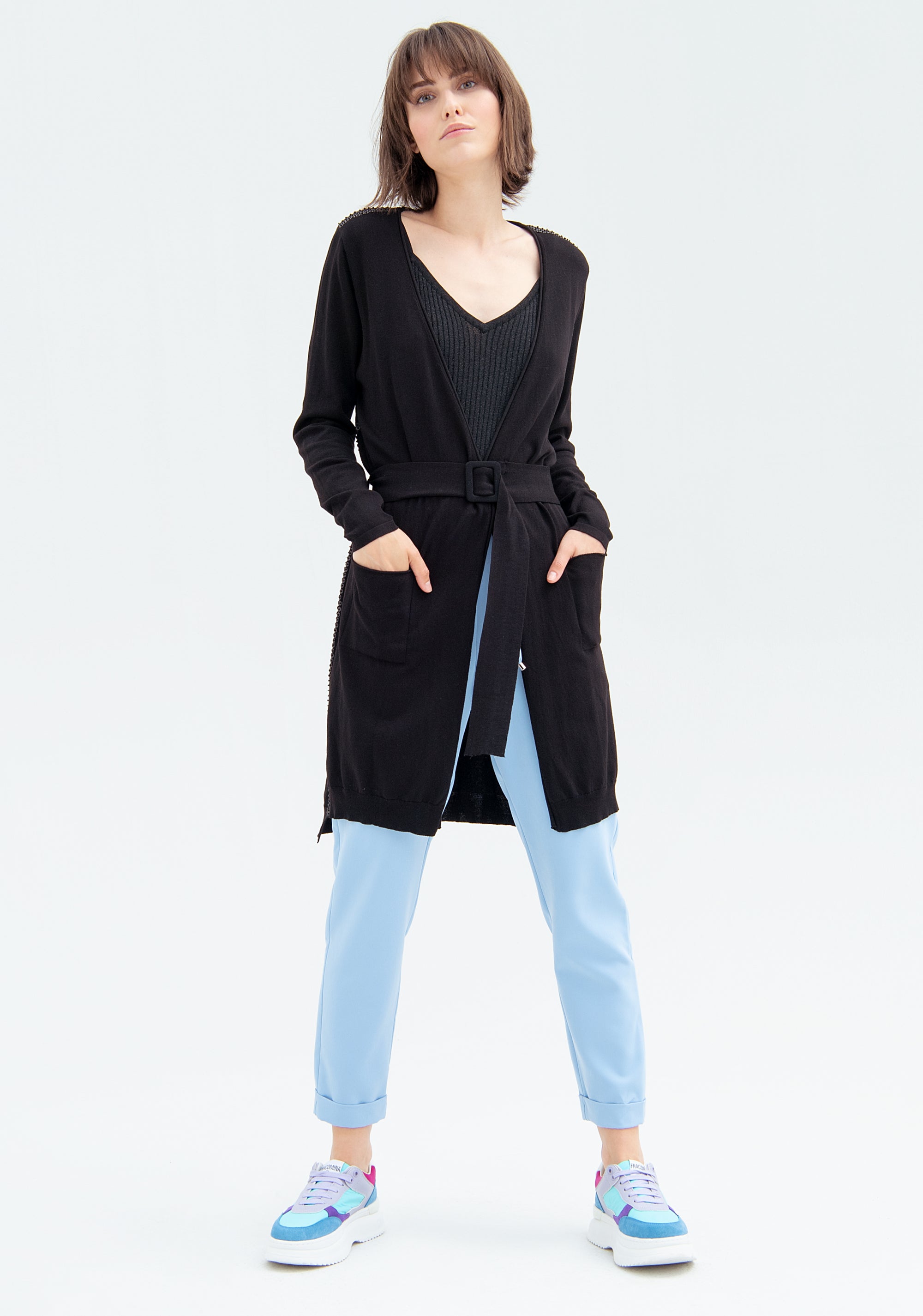 Long cardigan regular fit with belt at the waist Fracomina FR22ST8004K410R9-053