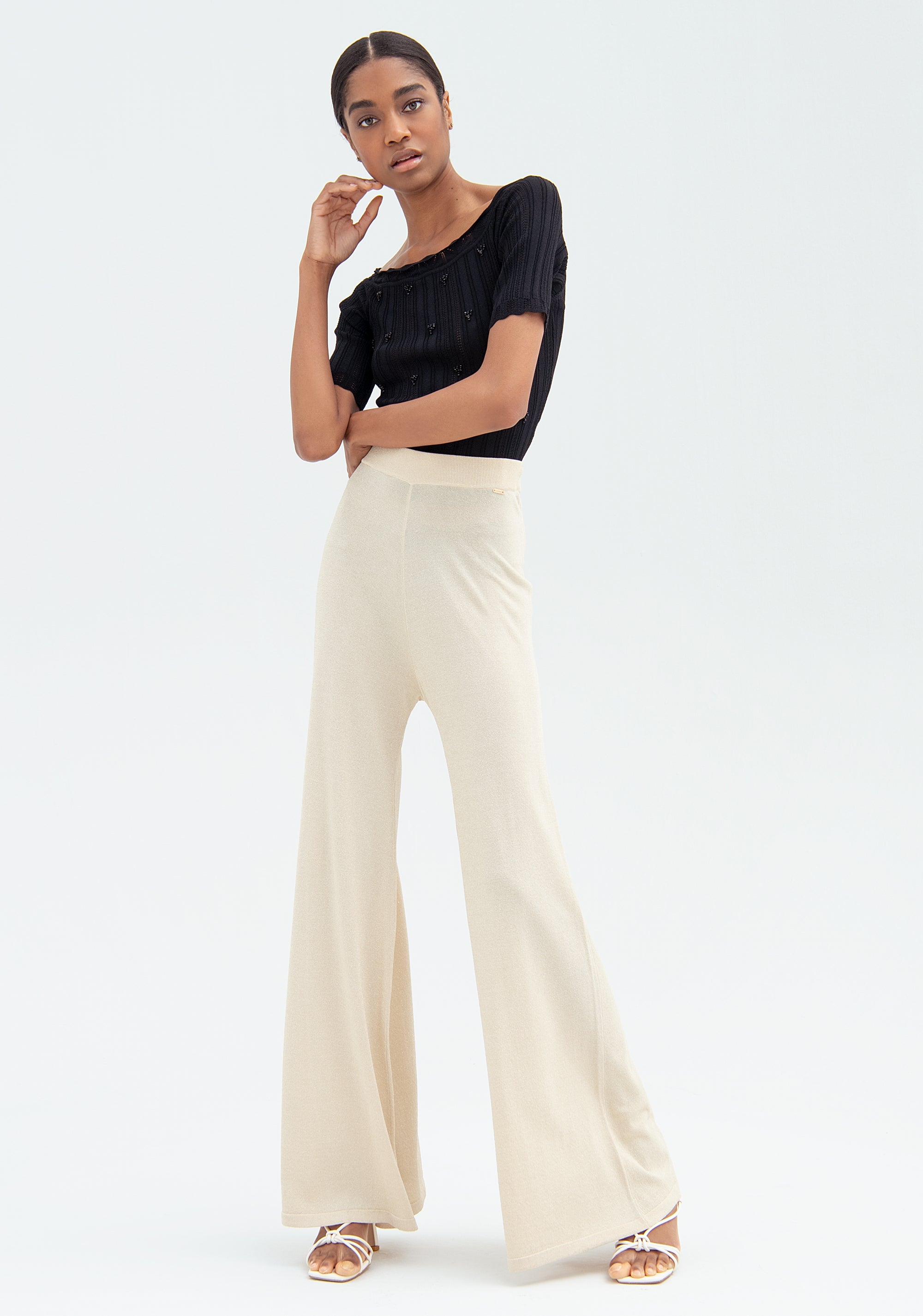 Knitted palazzo pant flared Fracomina FR22SV3005K414Q7-308