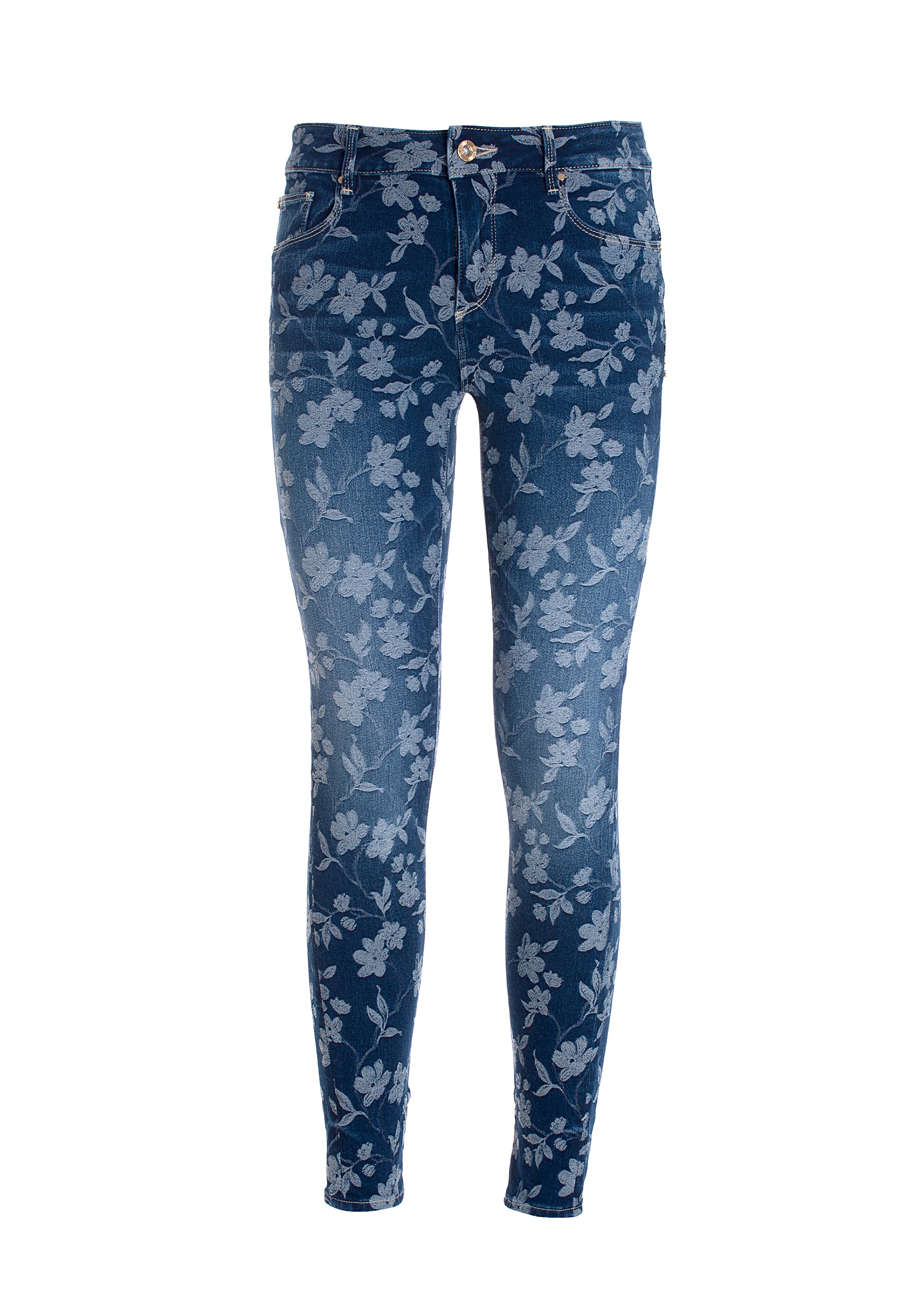 Jeans skinny fit made in denim with push-up effect and flowery pattern Fracomina FR22SV8005D437F8-130_6